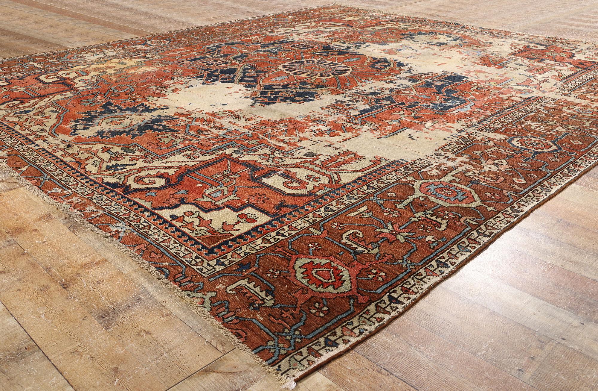 Tapis persan Serapi ancien des années 1880 avec style traditionnel en vente 4