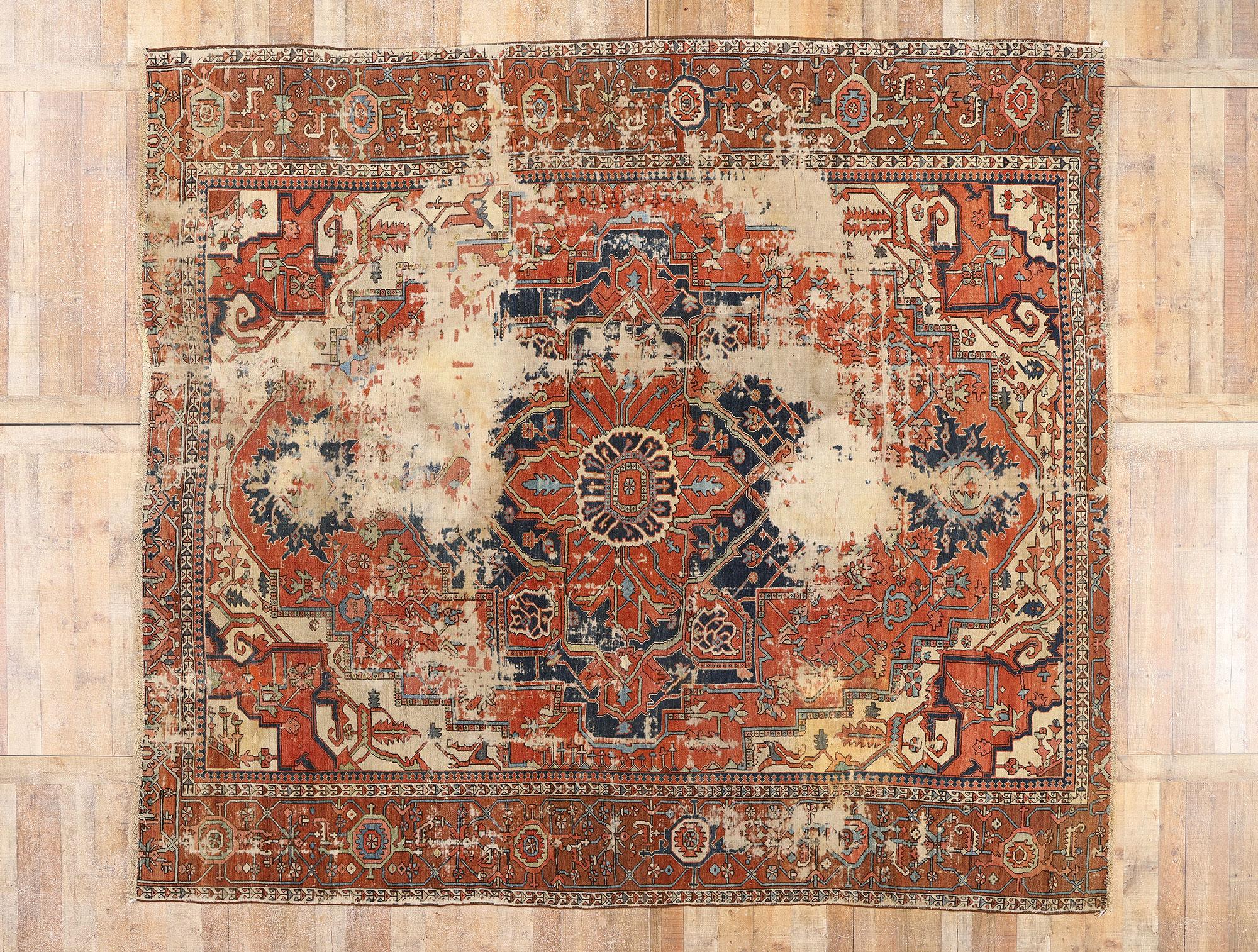 Tapis persan Serapi ancien des années 1880 avec style traditionnel en vente 11