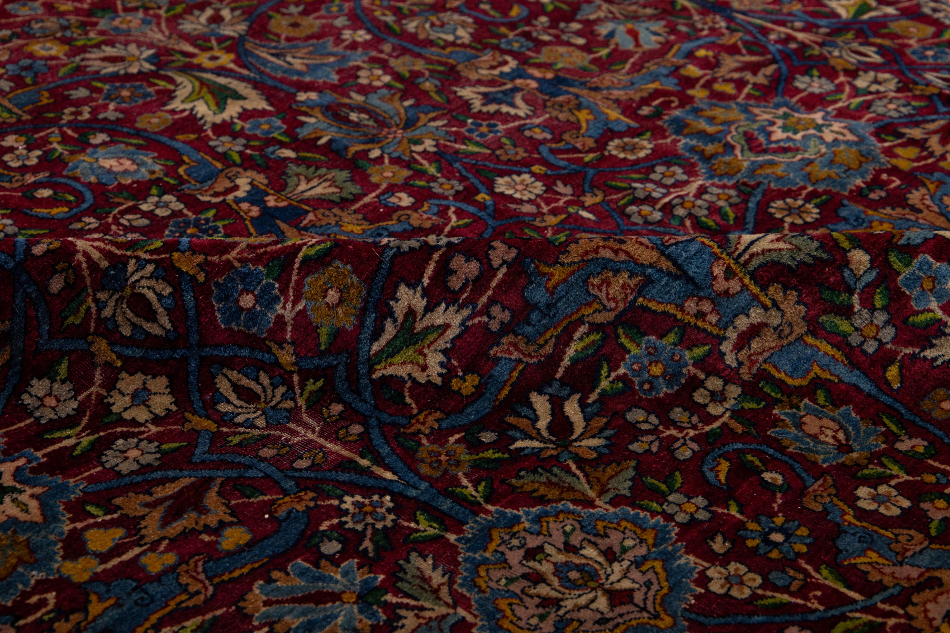 Tappeto antico in lana persiana Tabriz del 1880 con classico disegno floreale in rosso in vendita 4