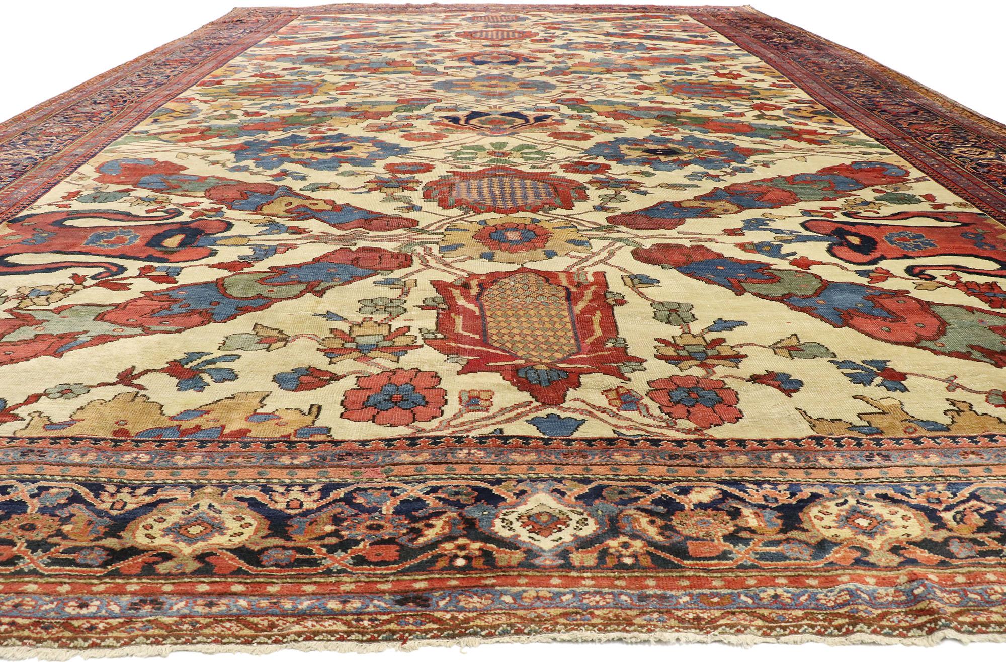 Arts and Crafts 1880s Antique Persian Ziegler Mahal Sultanabad Rug, Hotel Lobby Size Carpet For Sale