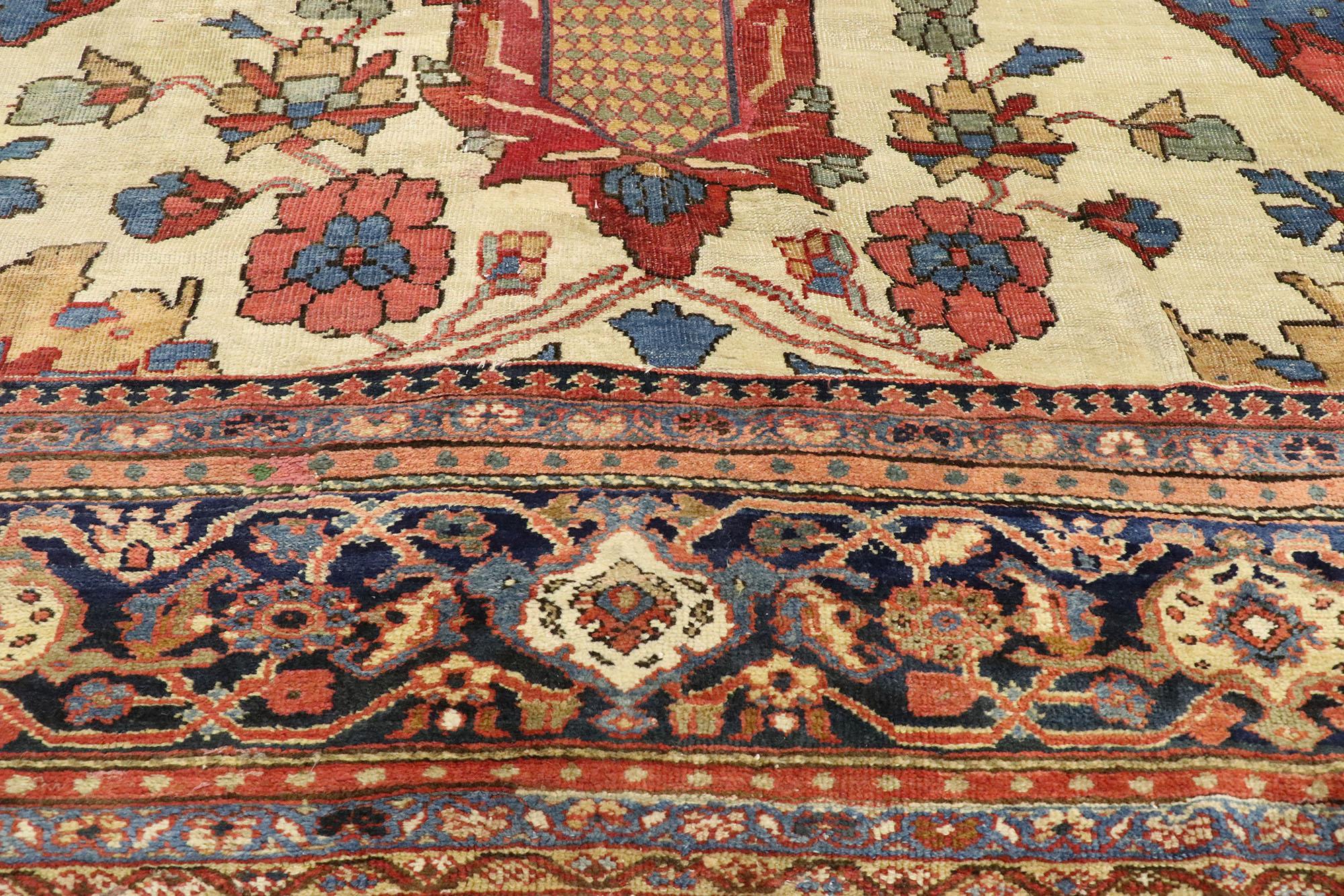 Antiker persischer Ziegler Mahal Sultanabad-Teppich aus den 1880er Jahren, Hotel-Lobby-Größe (Persisch) im Angebot