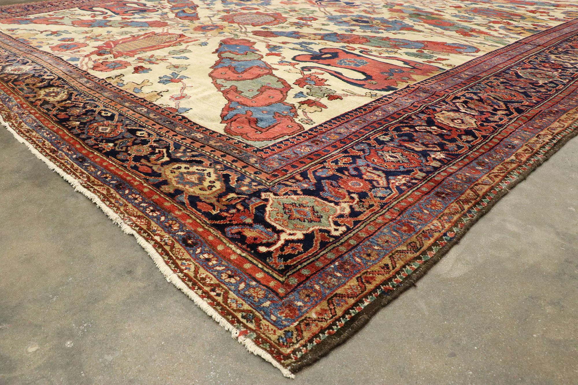 19th Century 1880s Antique Persian Ziegler Mahal Sultanabad Rug, Hotel Lobby Size Carpet For Sale