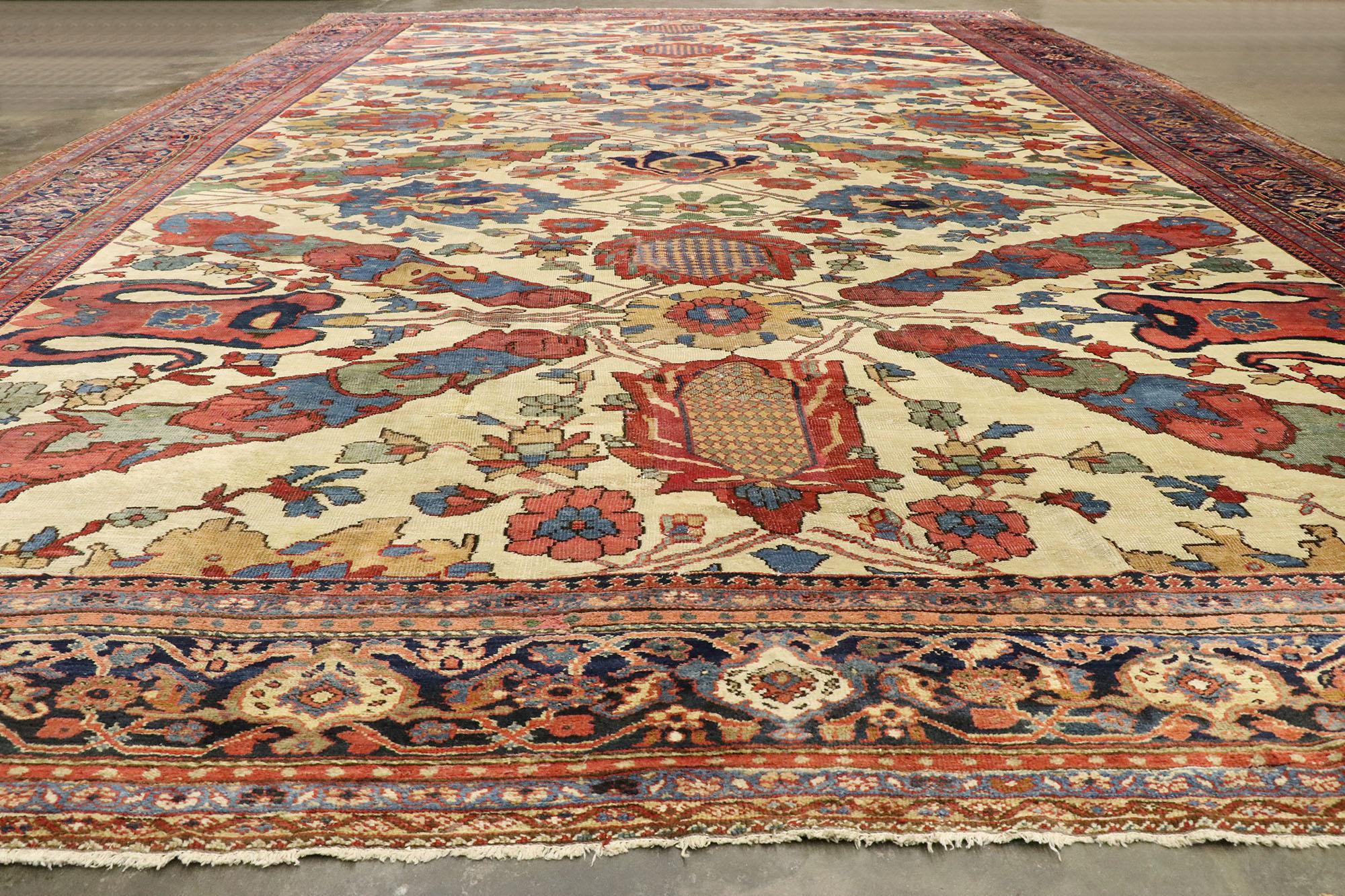 Wool 1880s Antique Persian Ziegler Mahal Sultanabad Rug, Hotel Lobby Size Carpet For Sale