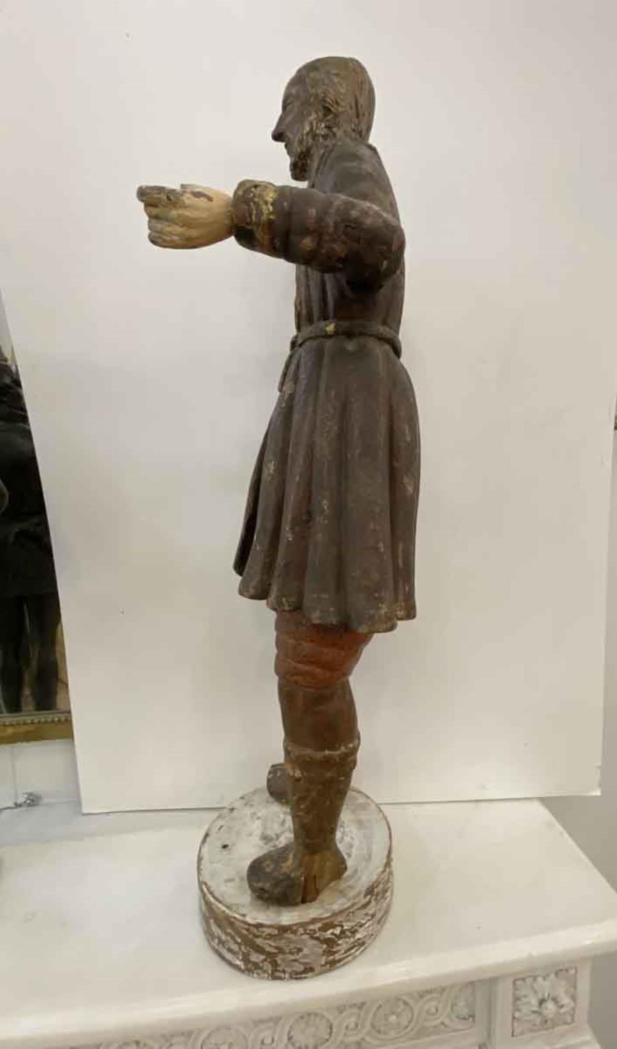 1880s Antique Statue of San Isidro Hand Carved with Original Paint In Distressed Condition In New York, NY
