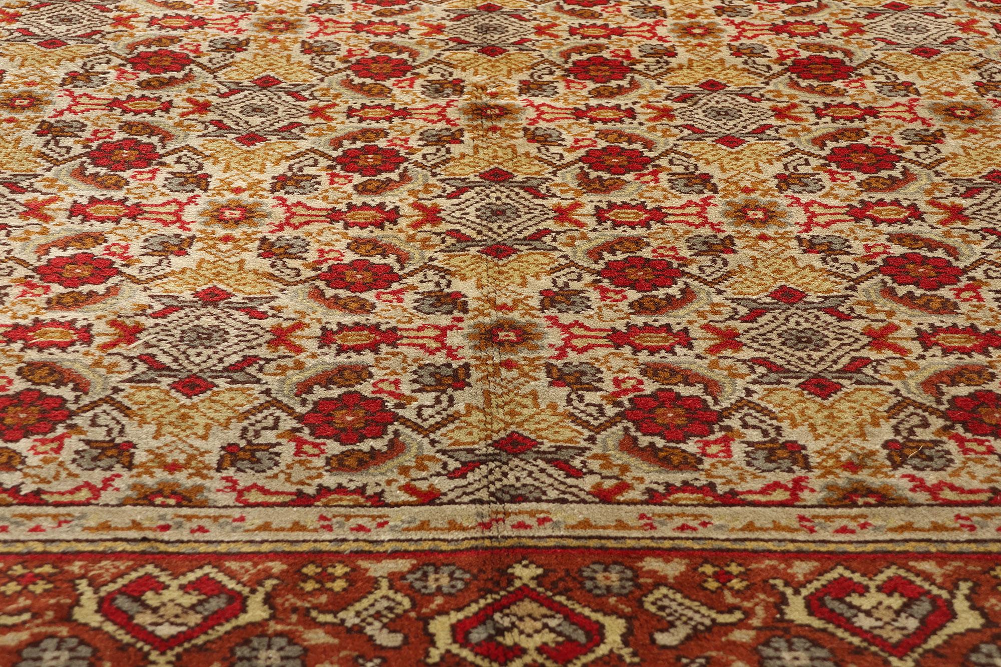 1880's Antique Turkish Oushak Rug, 08'01 x 11'04 In Good Condition For Sale In Dallas, TX