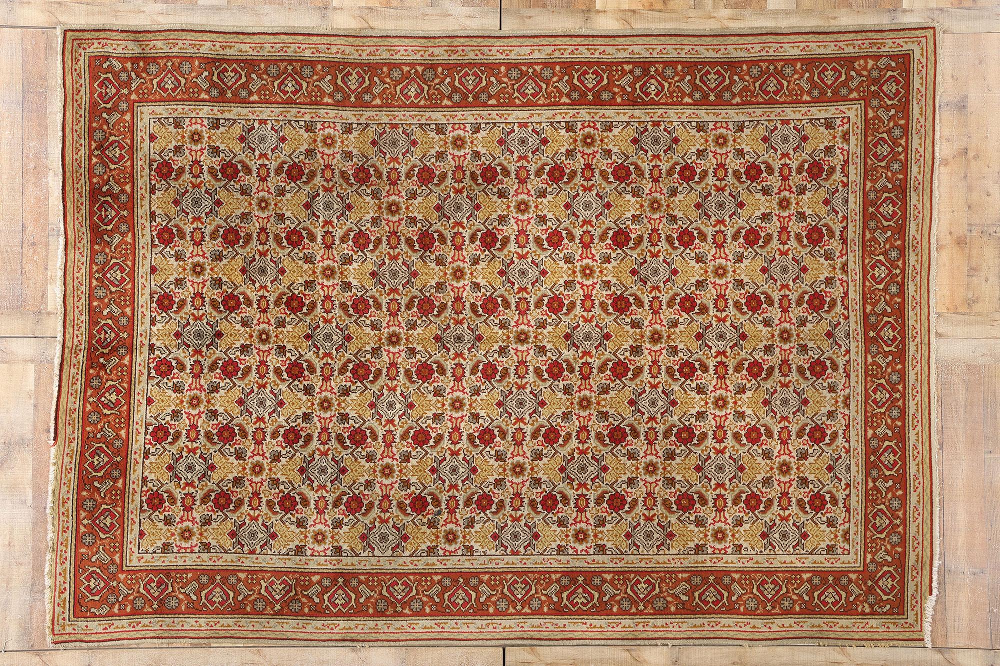 19th Century 1880's Antique Turkish Oushak Rug, 08'01 x 11'04 For Sale