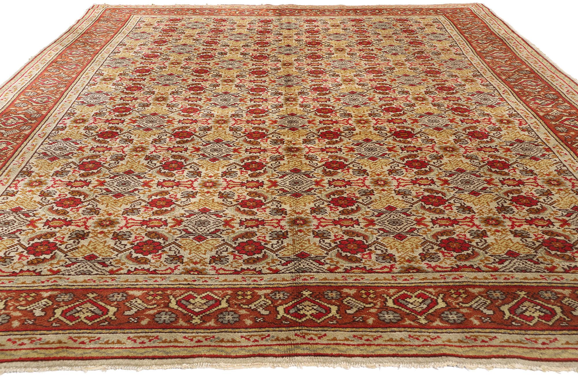 Wool 1880's Antique Turkish Oushak Rug, 08'01 x 11'04 For Sale