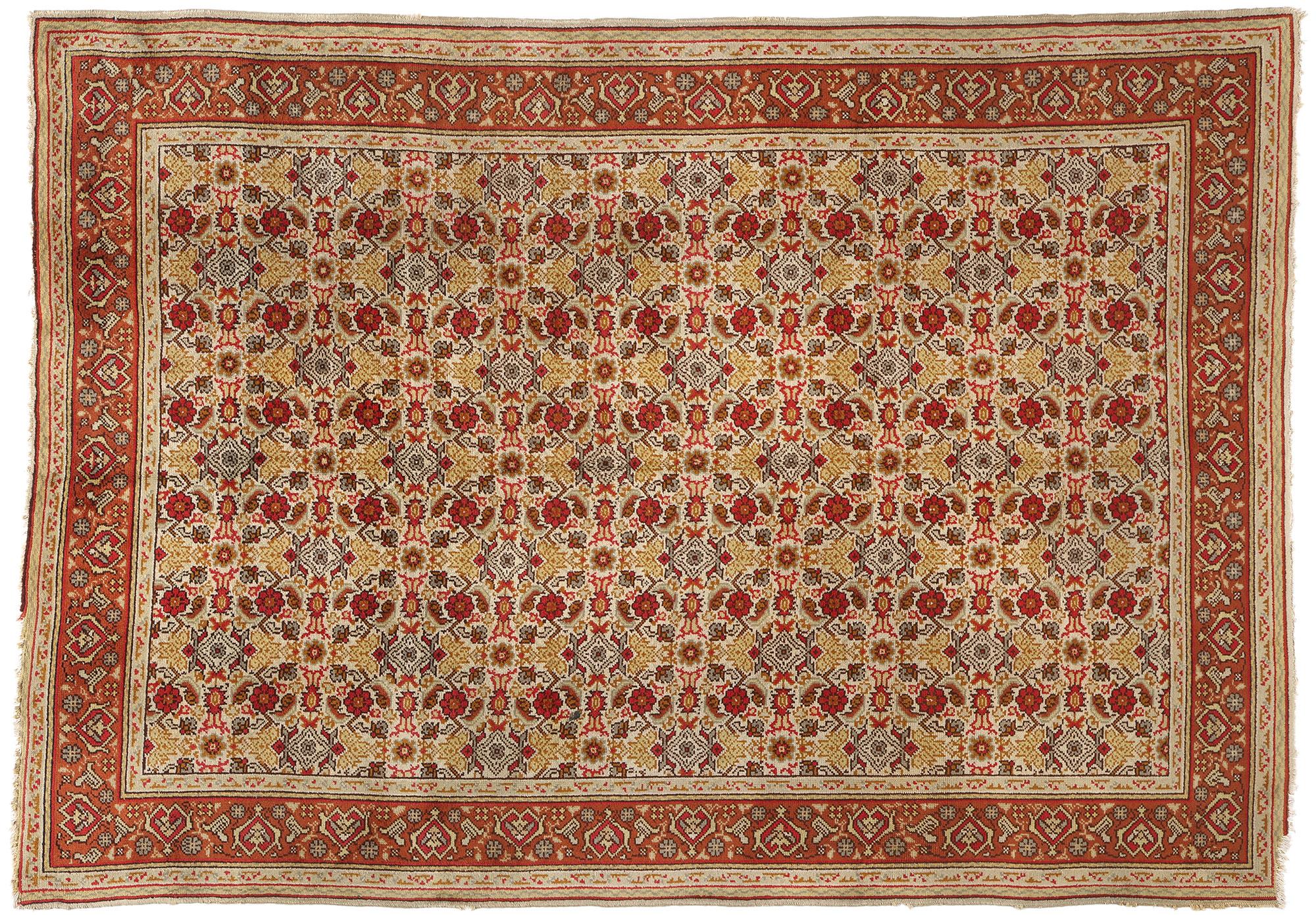 1880's Antique Turkish Oushak Rug, 08'01 x 11'04 For Sale 3