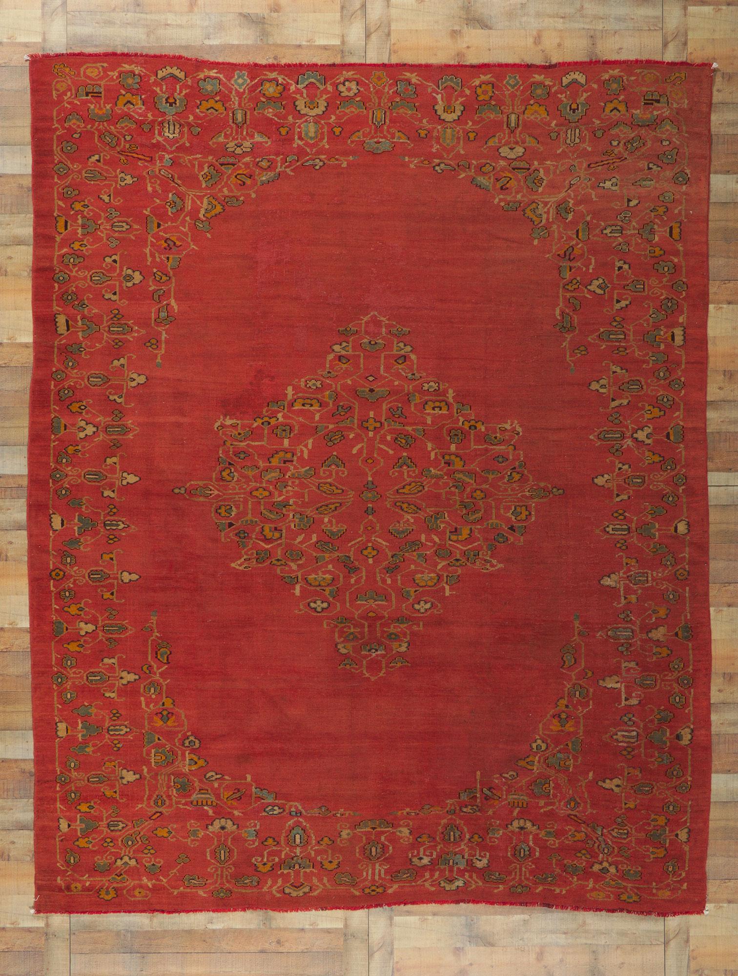 1880's Antiker Türkischer Oushak Teppich, 09'02 x 11'02 im Angebot 4