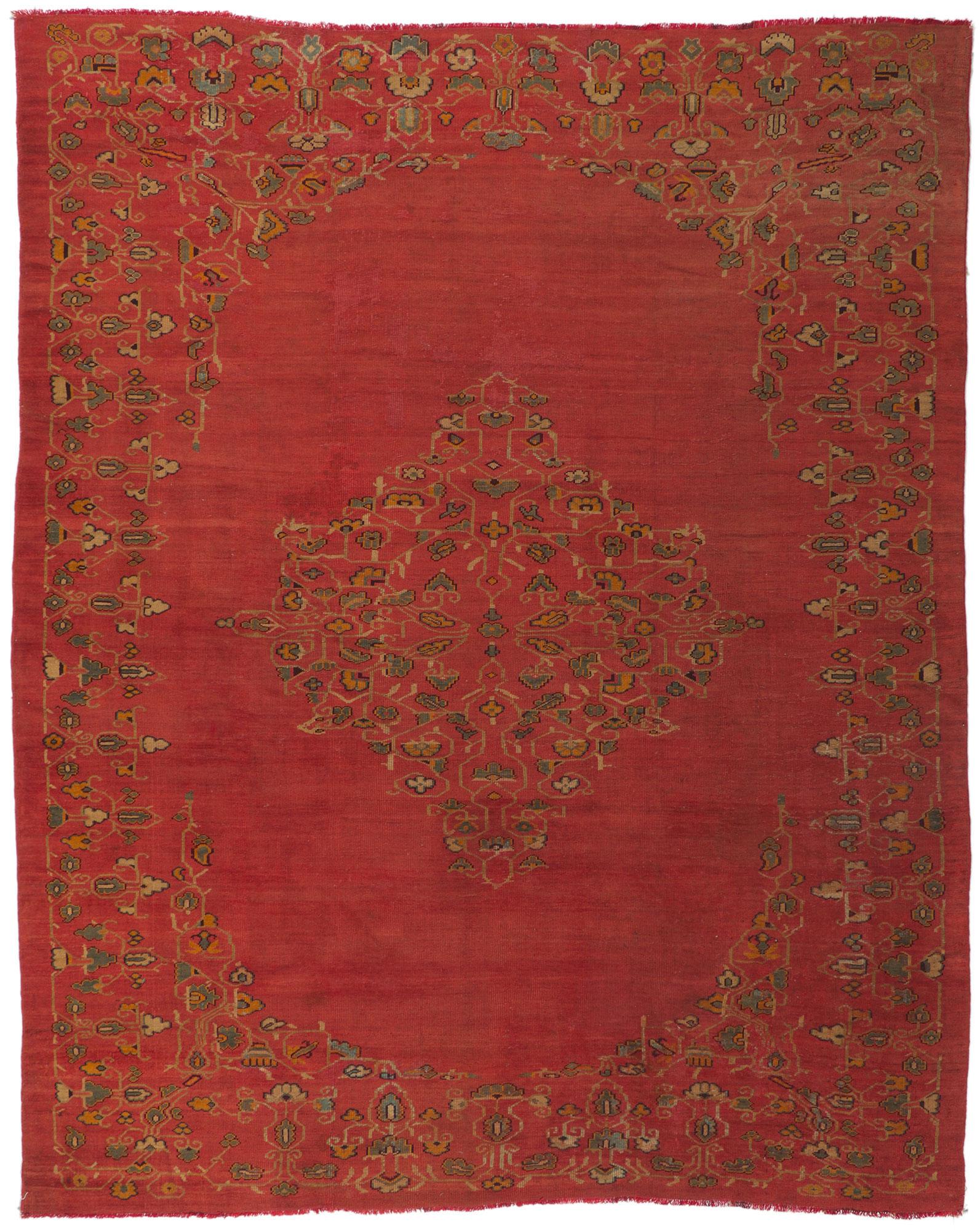 1880's Antiker Türkischer Oushak Teppich, 09'02 x 11'02 im Angebot 5