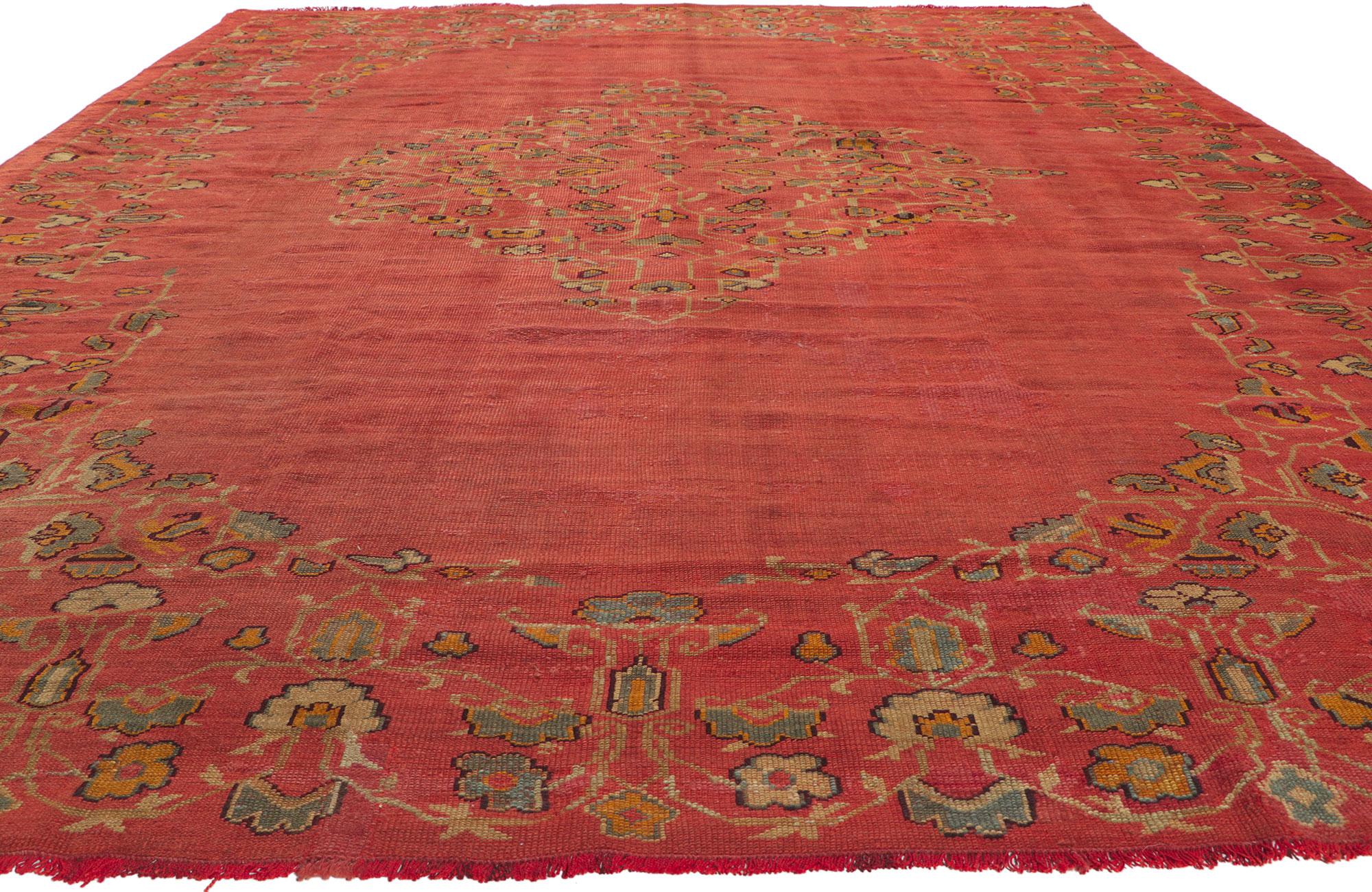1880's Antiker Türkischer Oushak Teppich, 09'02 x 11'02 (Handgeknüpft) im Angebot