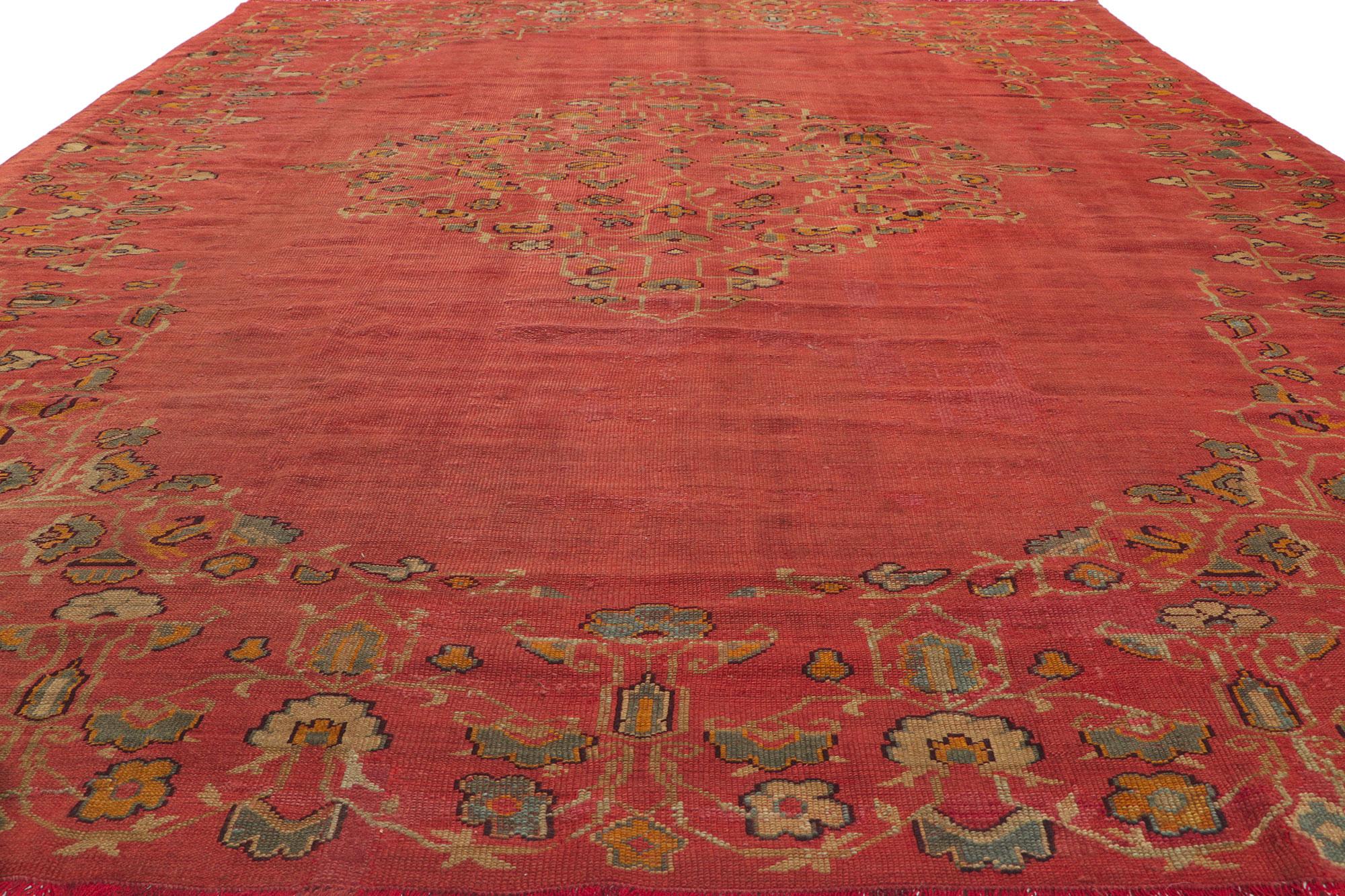 1880's Antiker Türkischer Oushak Teppich, 09'02 x 11'02 im Zustand „Gut“ im Angebot in Dallas, TX