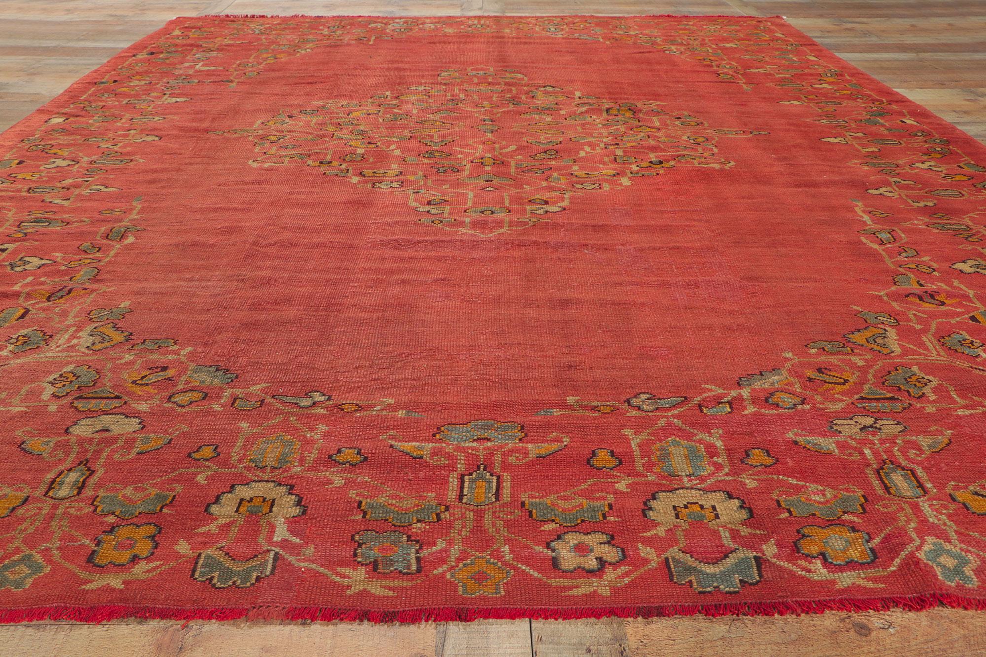 1880's Antiker Türkischer Oushak Teppich, 09'02 x 11'02 im Angebot 3