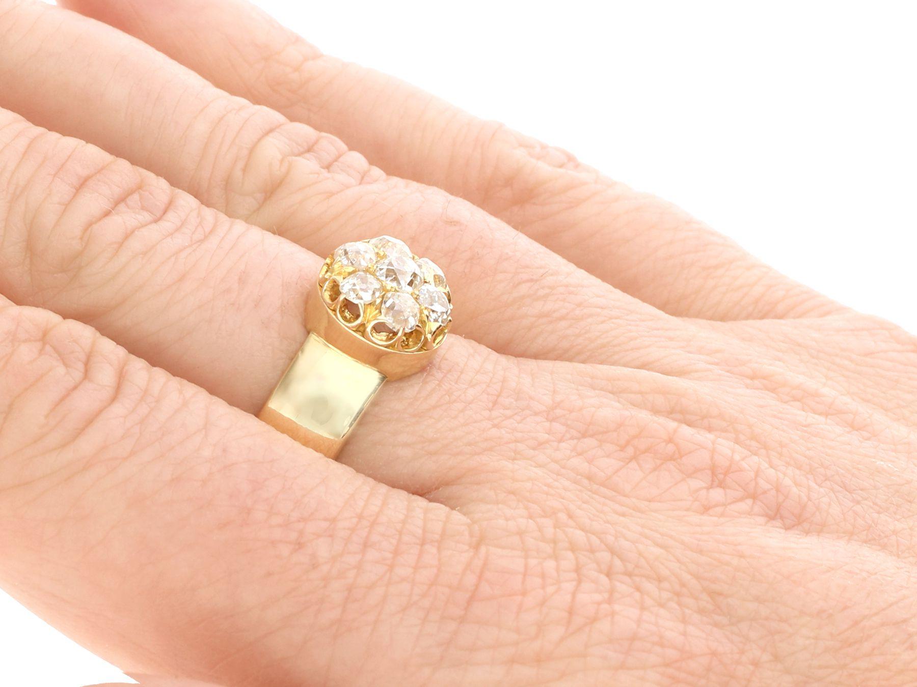 1880s Antique Victorian 1.12 Carat Diamond and Yellow Gold Dress Ring Pin For Sale 10