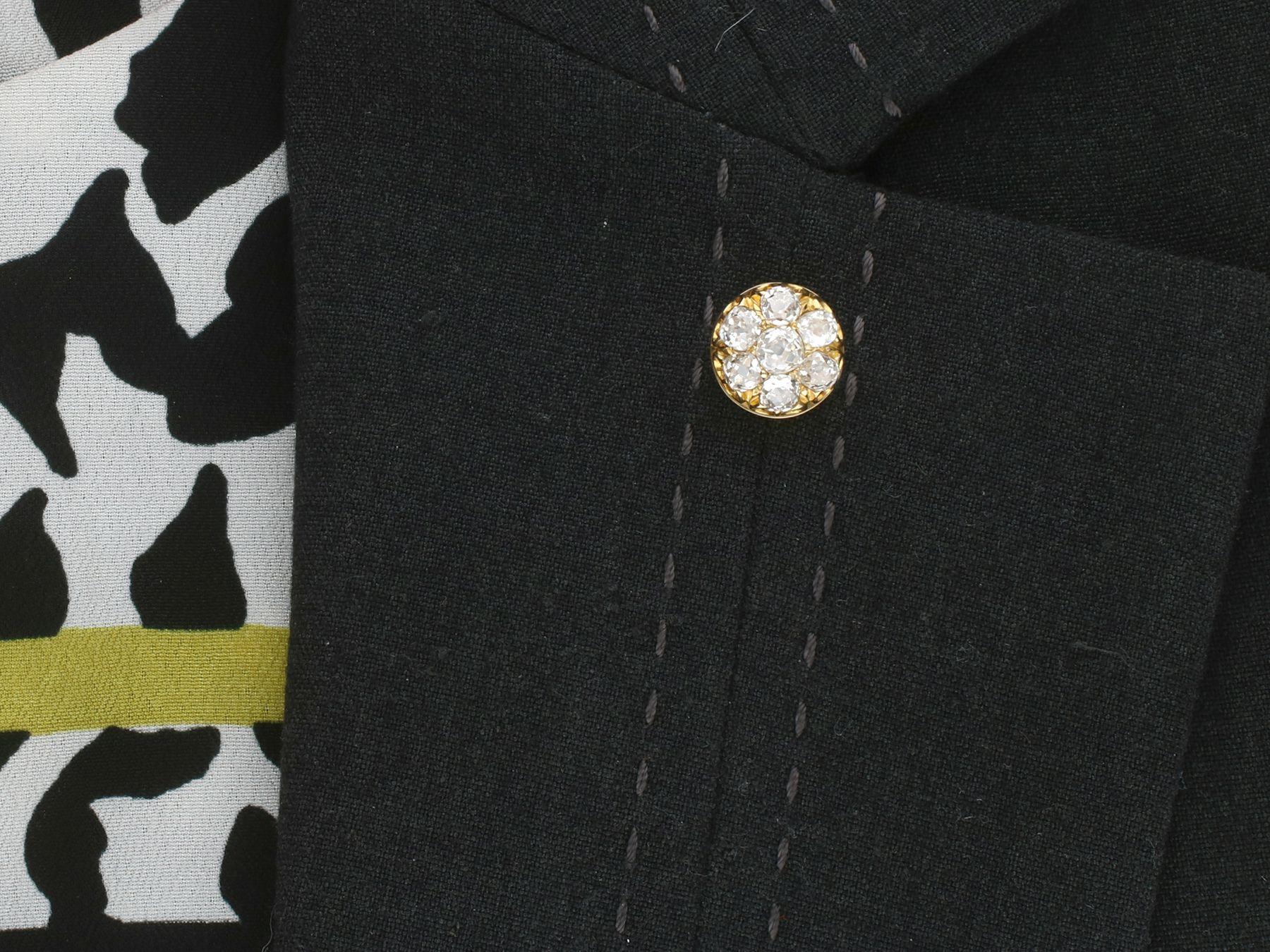 Épingle de robe victorienne ancienne en or jaune et diamants de 1,12 carat, années 1880 en vente 12