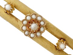 1880s Antique Victorian Pearl Yellow Gold Bangle