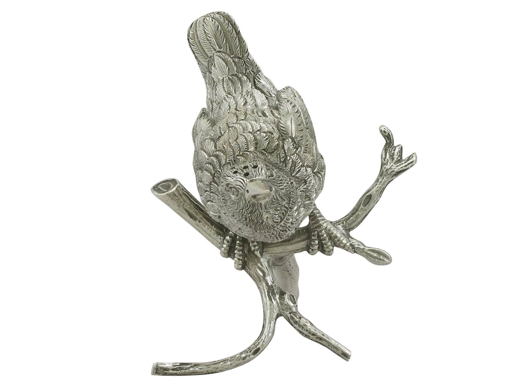 Late 19th Century 1880s Antique Victorian Sterling Silver 'Bird' Pepperette