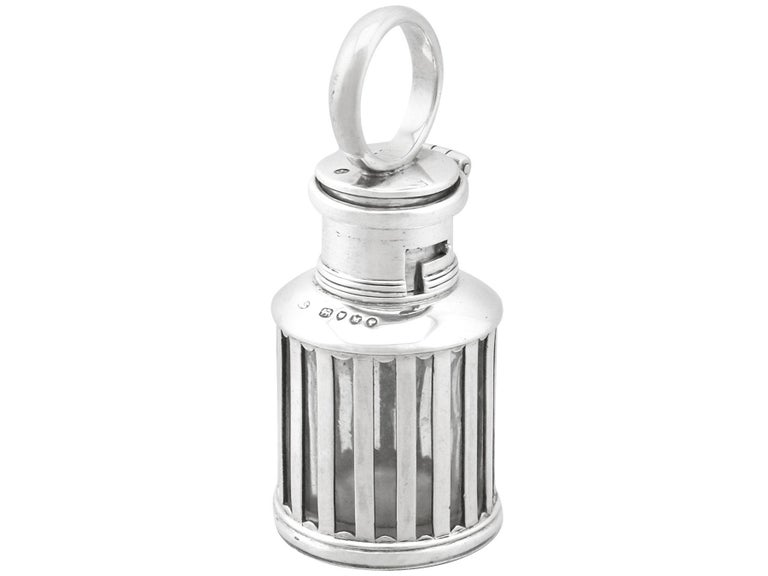 Late 19th Century 1880s Antique Victorian Sterling Silver Lantern Inkwell For Sale