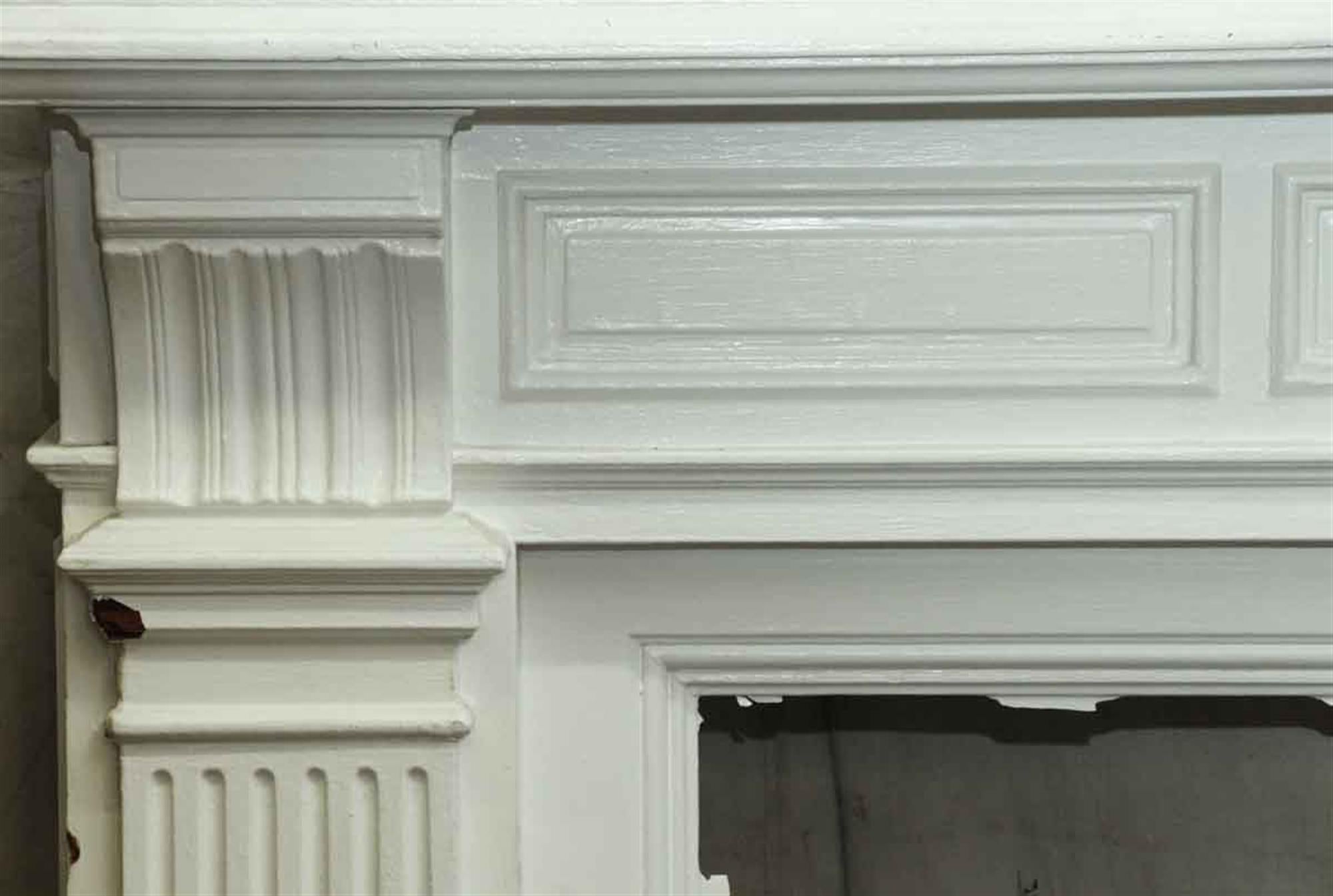 American 1880s Baroque Style White Antique Wooden Mantel