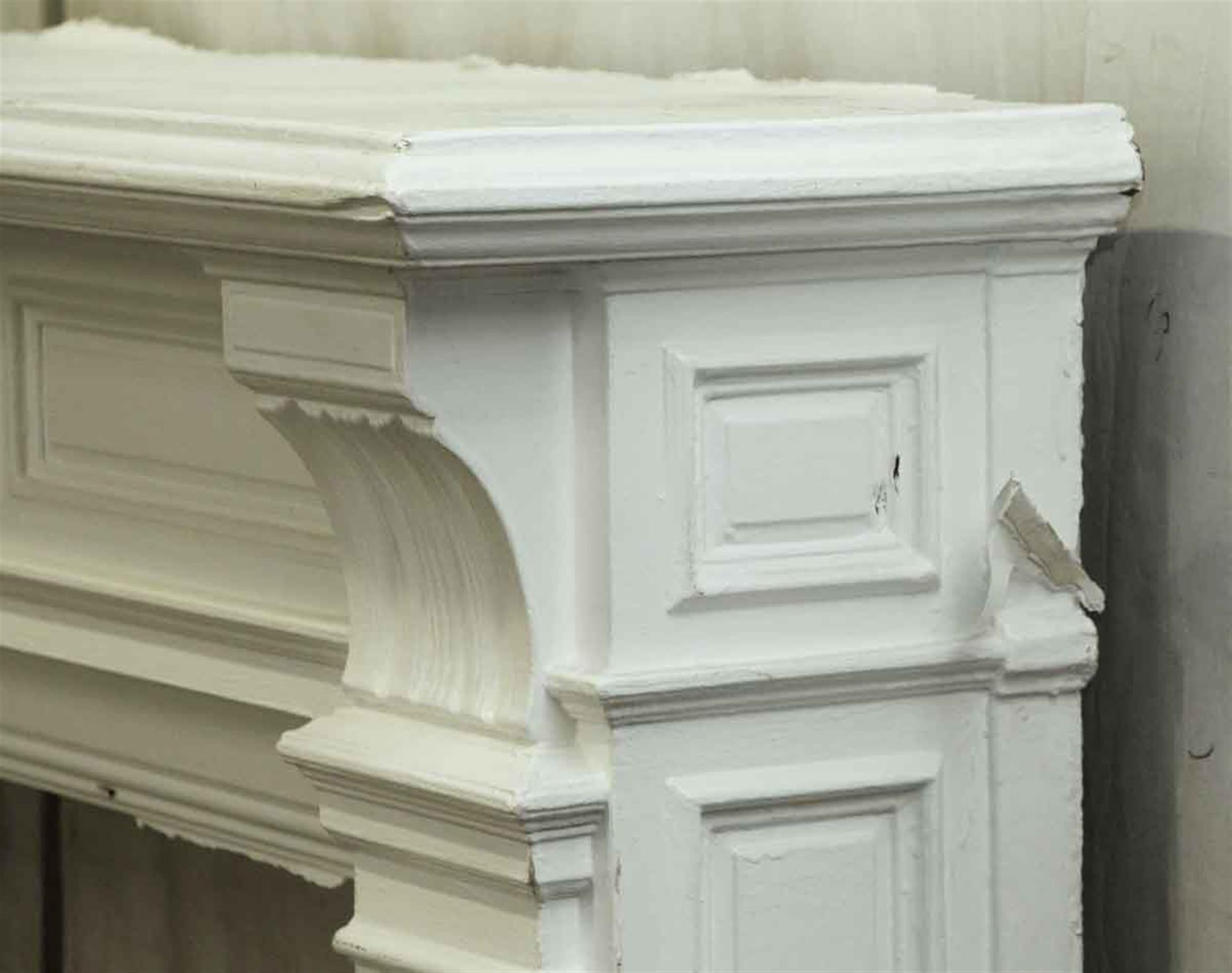 1880s Baroque Style White Antique Wooden Mantel 1