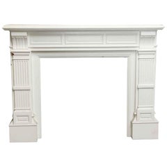 1880s Baroque Style White Antique Wooden Mantel