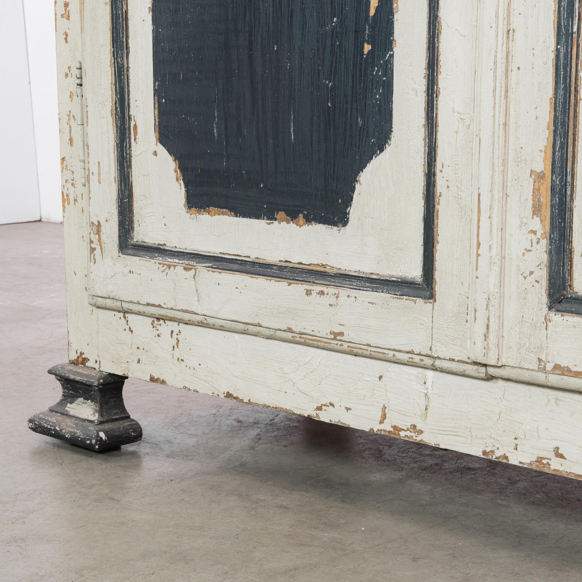 1880s Belgian Black and White Patinated Armoire 4