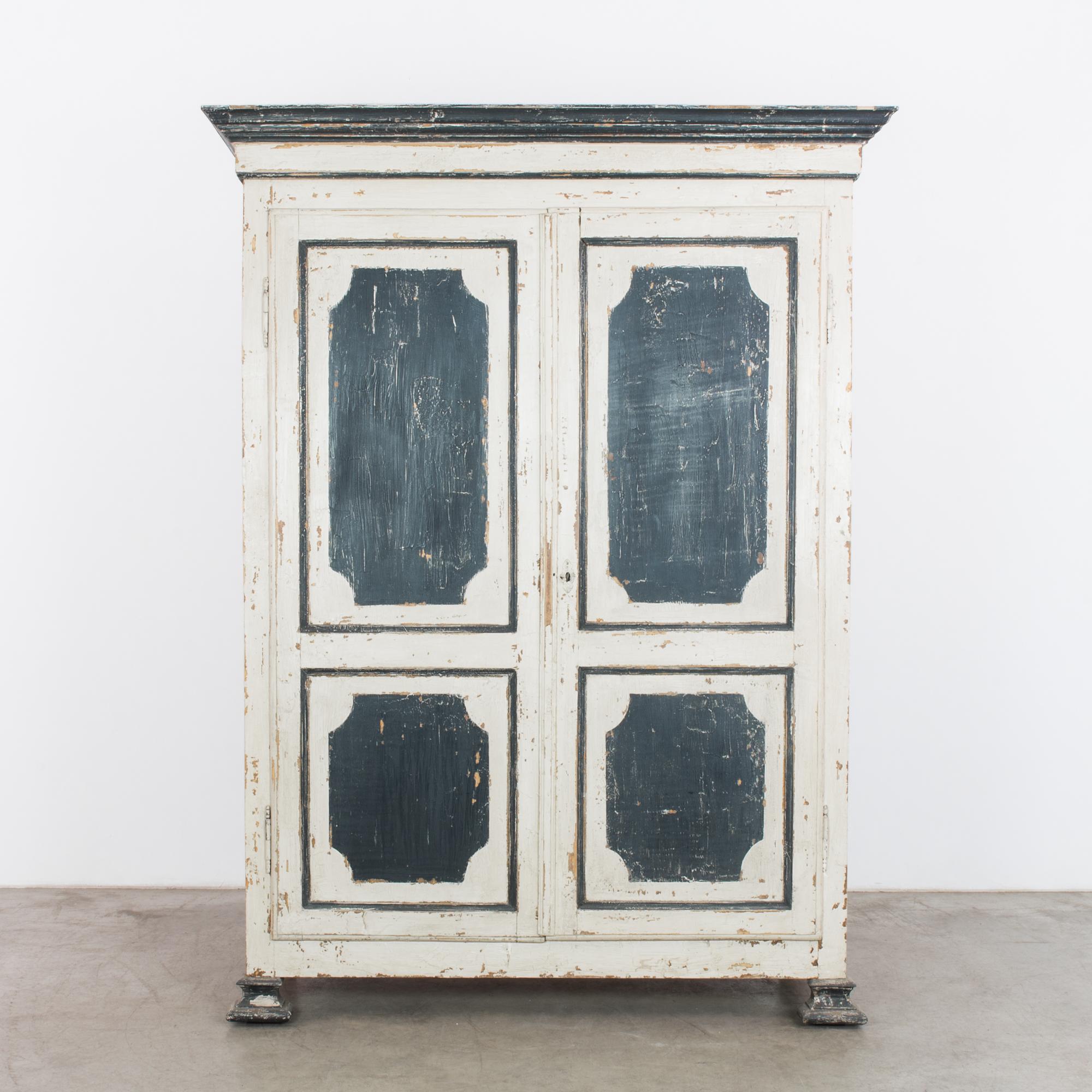 1880s Belgian Black and White Patinated Armoire 7