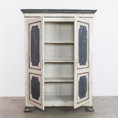 1880s Belgian Black and White Patinated Armoire