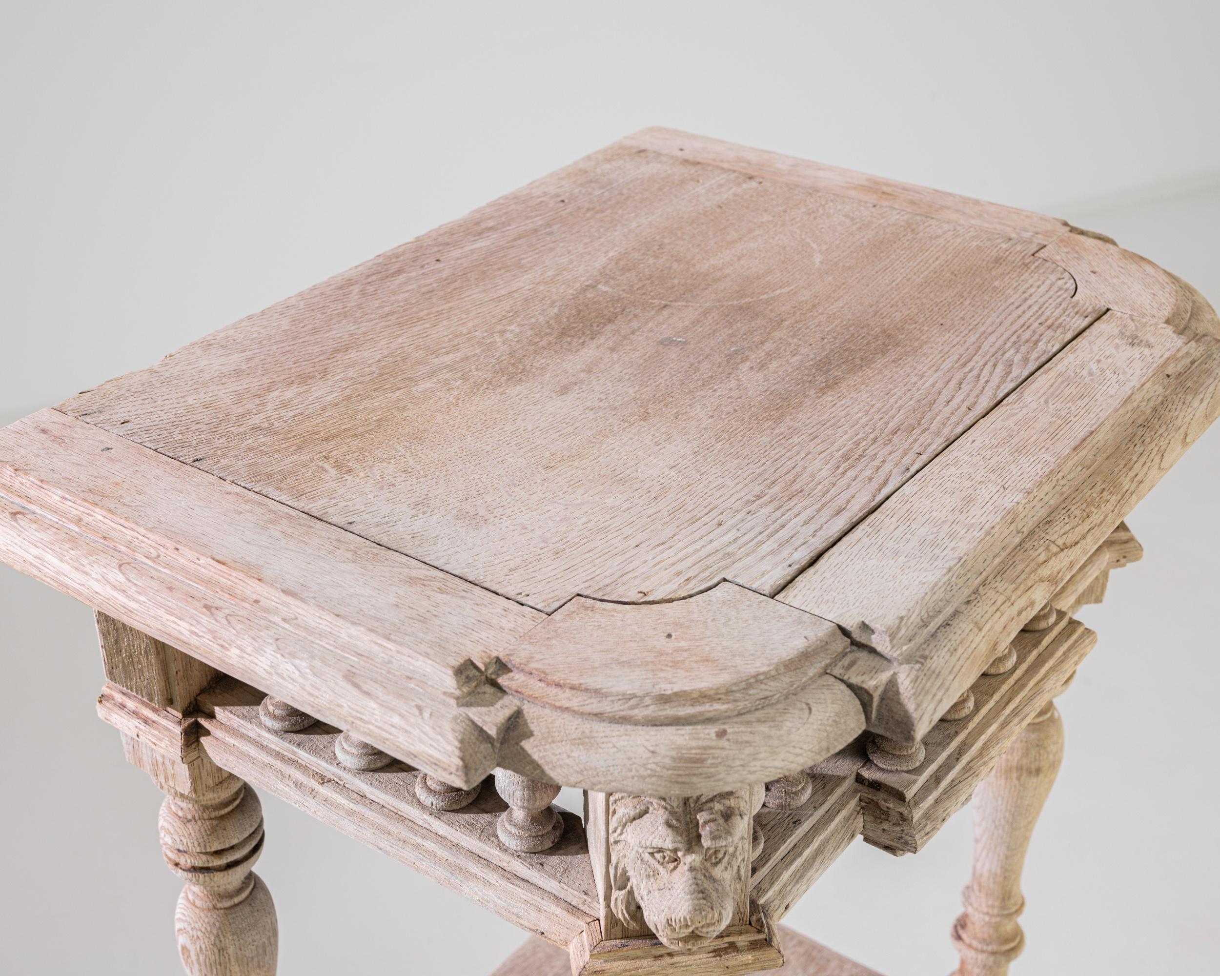 French Provincial 1880s Belgian Bleached Oak Console Table