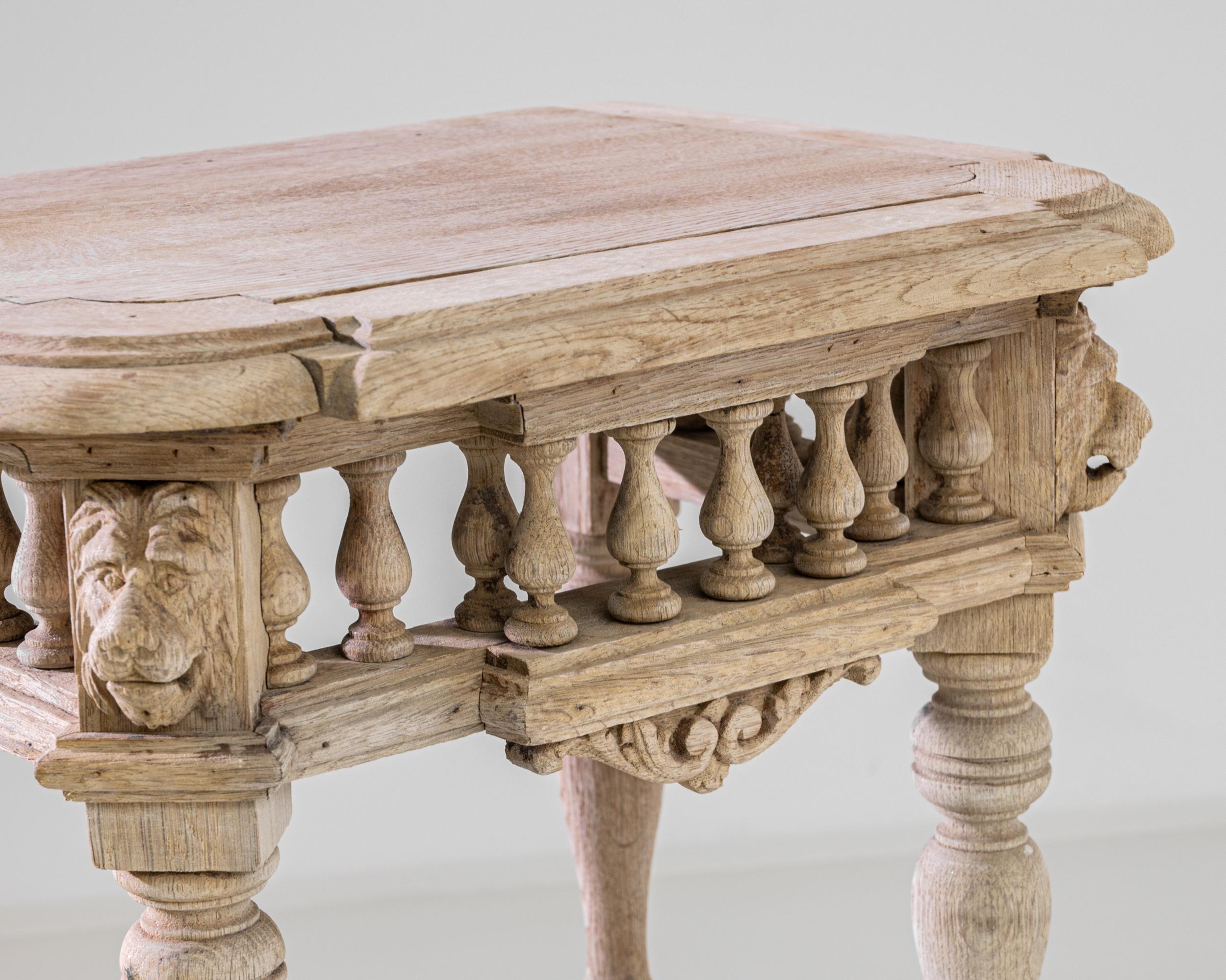 19th Century 1880s Belgian Bleached Oak Console Table