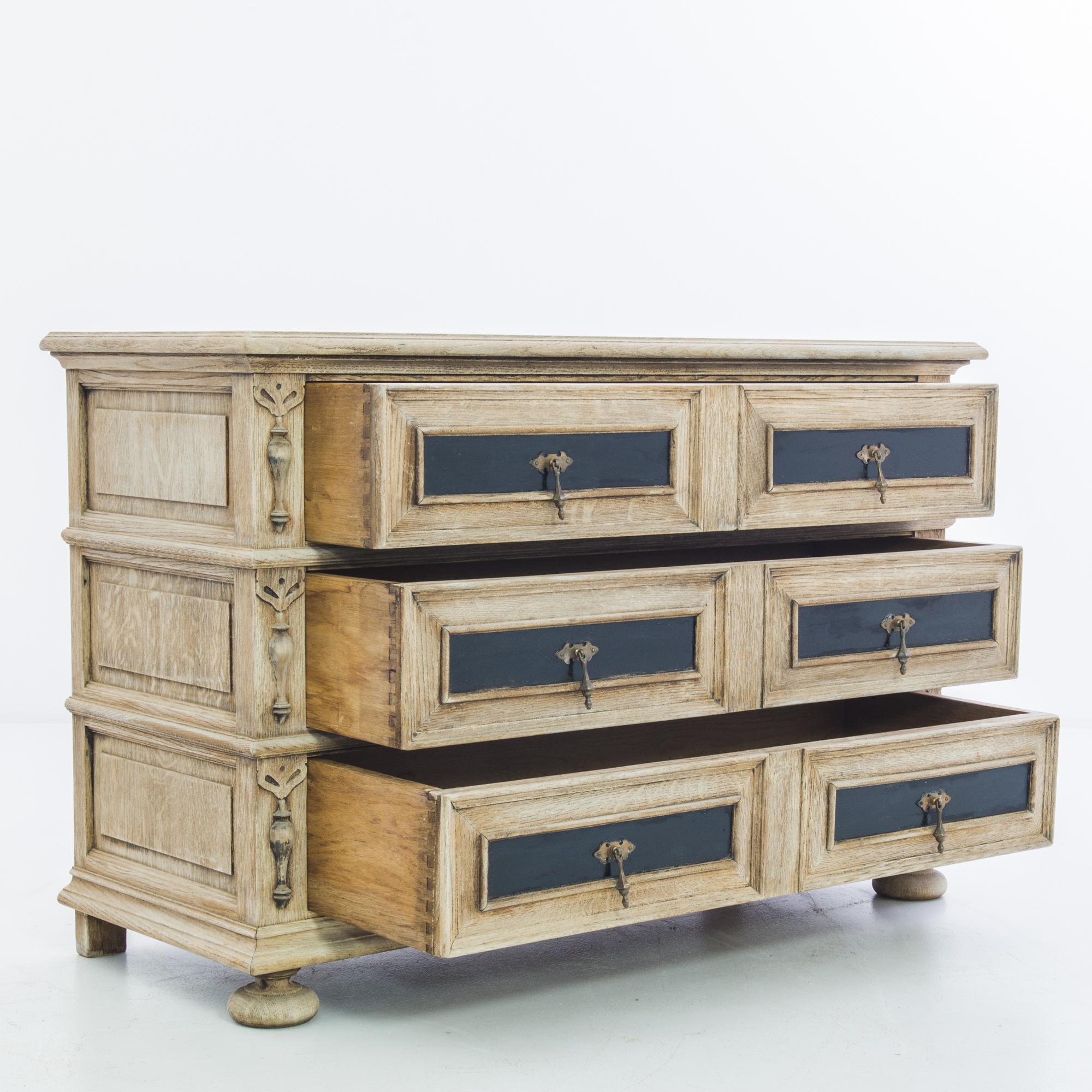 Bleached 1880s Belgian Oak Chest of Drawers