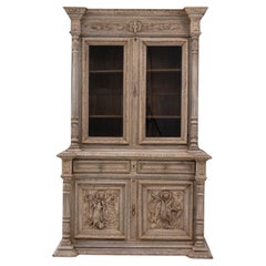 1880s Belgian Oak Vitrine with Ornate Carvings
