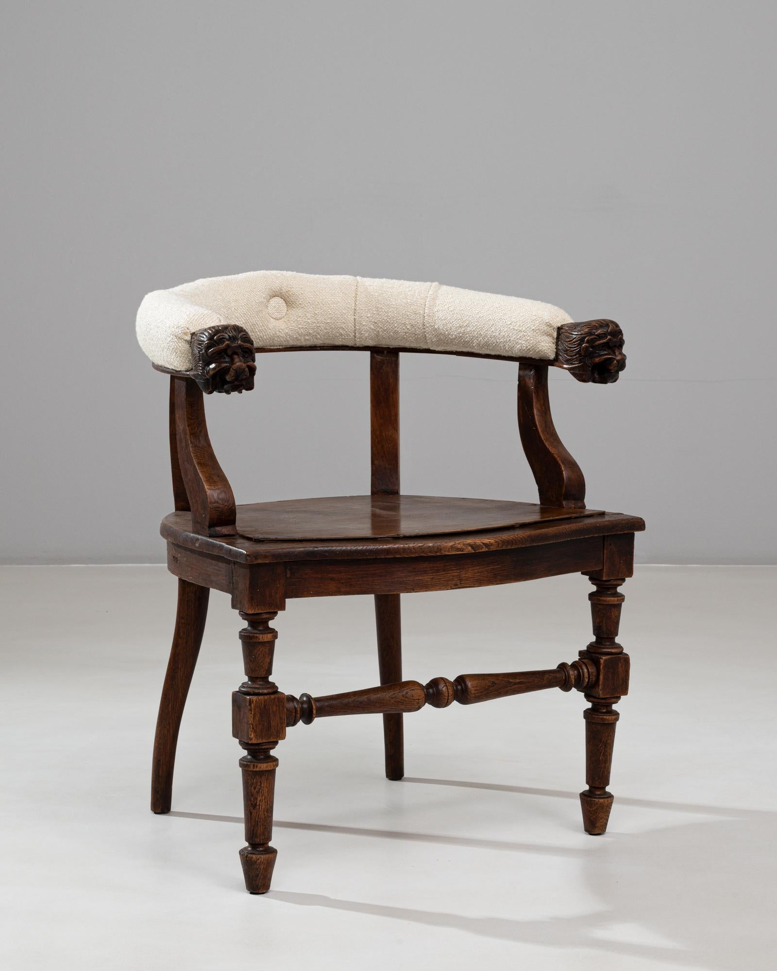 Belgischer Regency-Sessel aus Holz mit geschnitzten Löwenköpfen aus den 1880er Jahren im Angebot 5