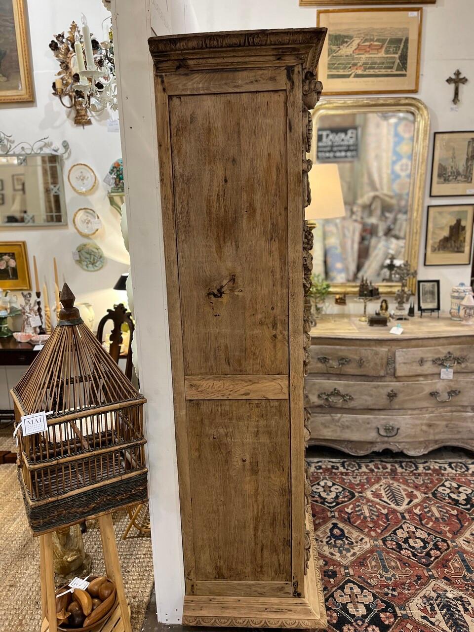 19th Century 1880's Bleached / Carved Oak French Bookcase