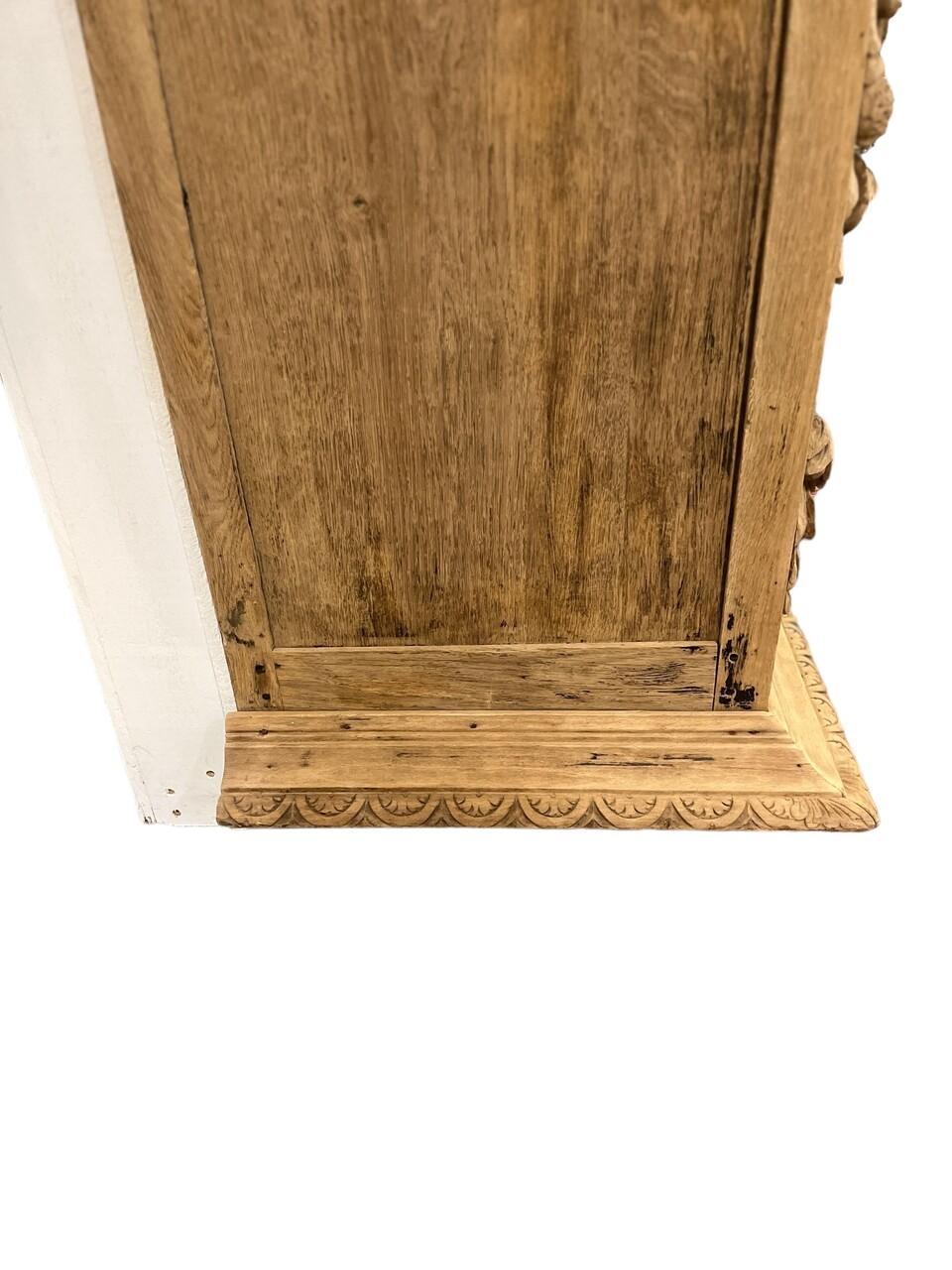1880's Bleached / Carved Oak French Bookcase For Sale 2