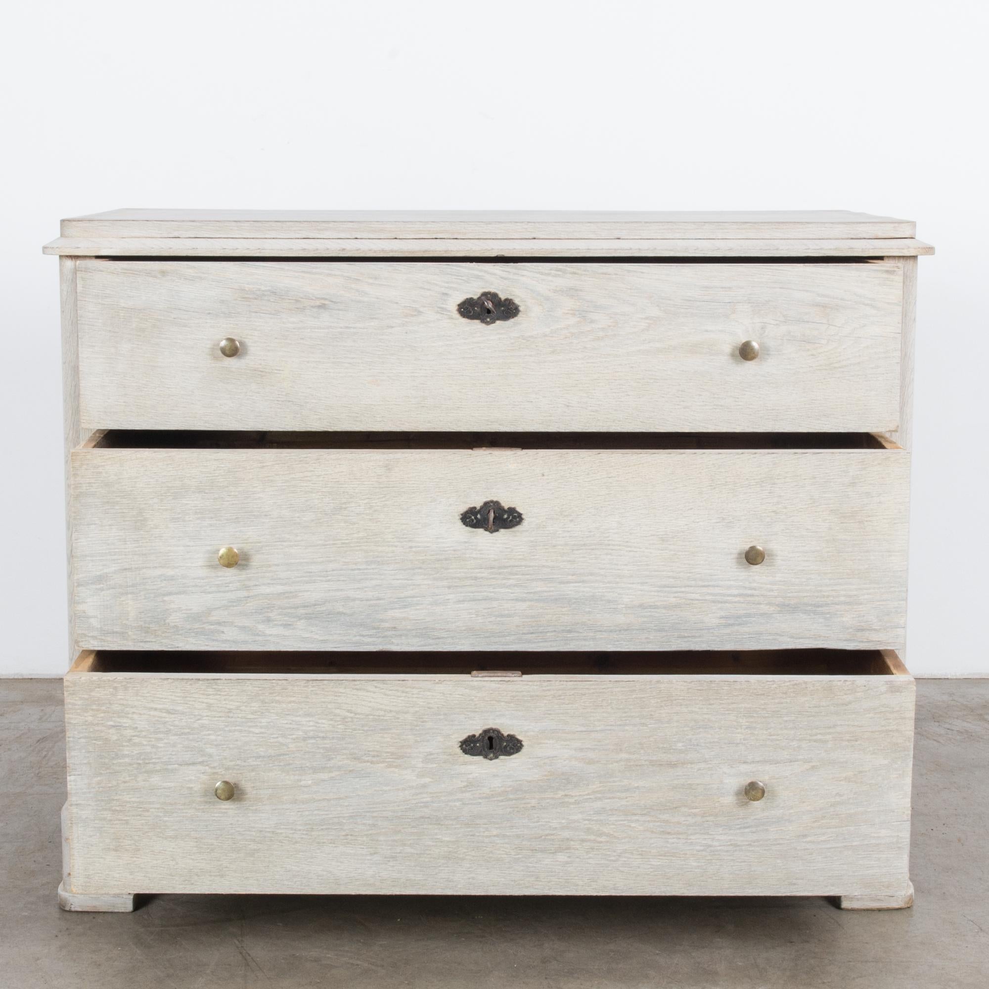 French Provincial 1880s Bleached Oak French Drawer Chest