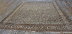 1880s Blue Navy Antique Warm Square Geometric Knotted Wool Persian Malayer Rug