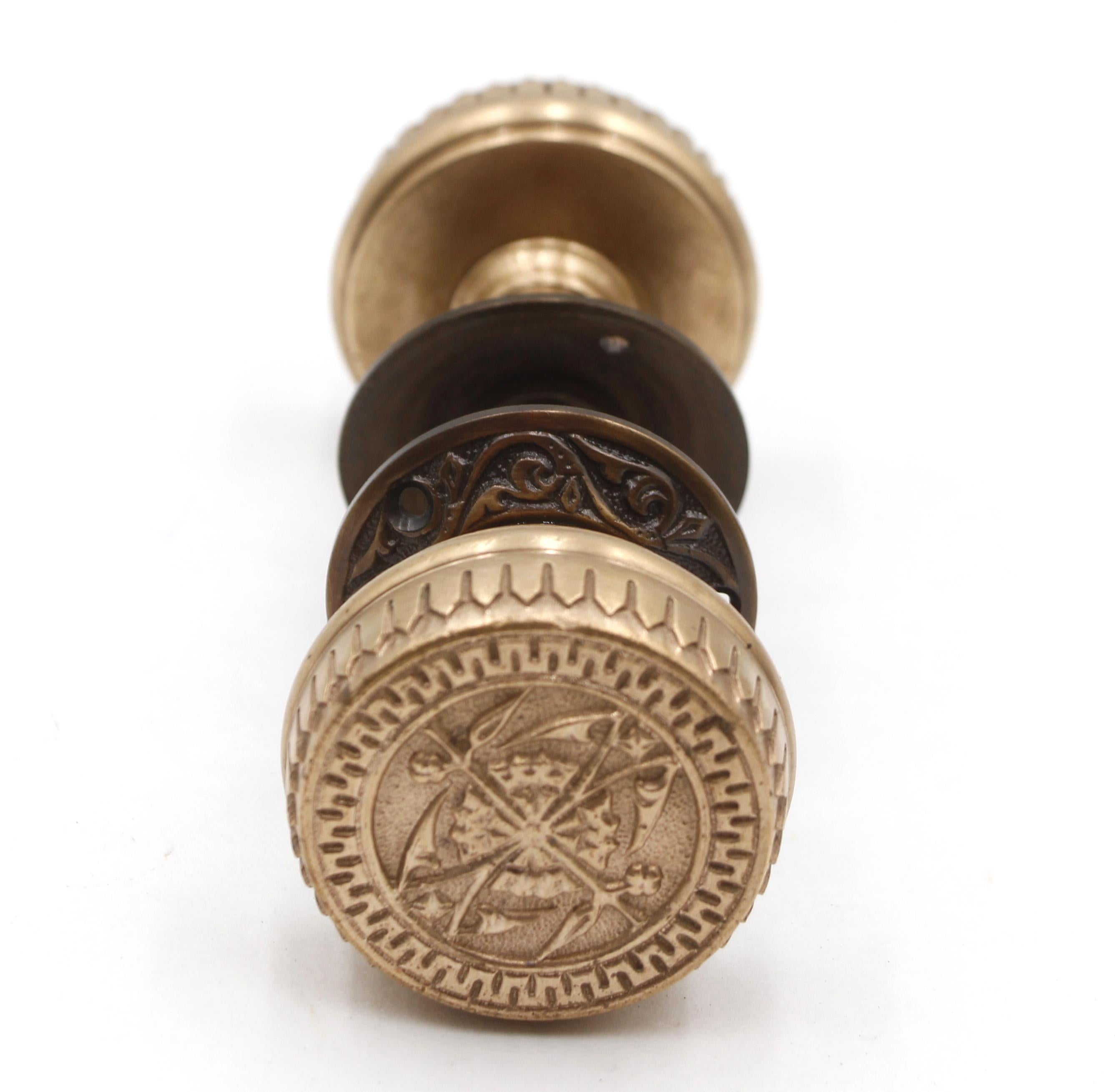 Polished 1880s Branford Vernacular Passage Doorknob Set Qty Available For Sale