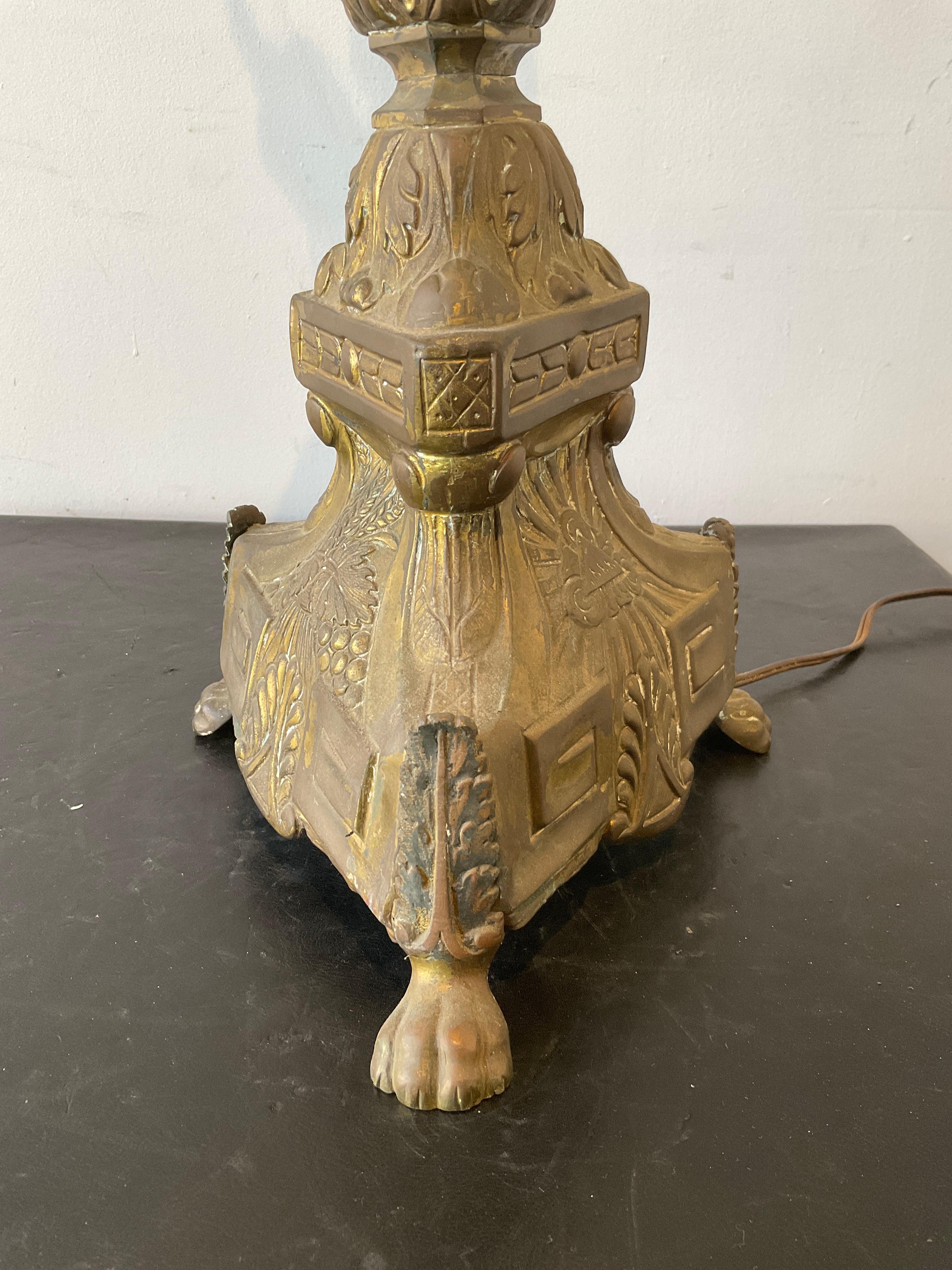 1880s Brass Church Candlestick Lamp For Sale 6