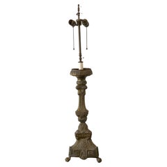 Antique 1880s Brass Church Candlestick Lamp