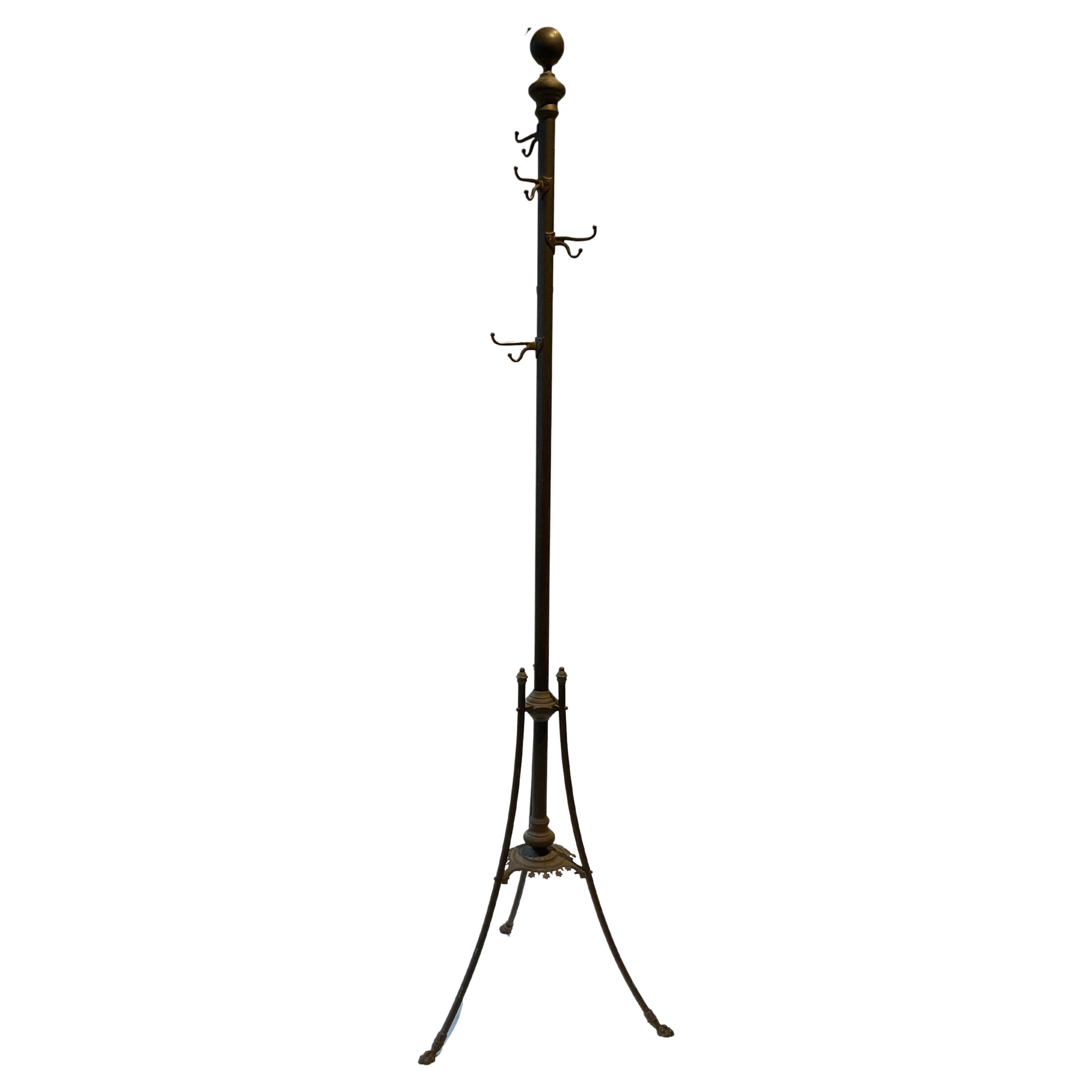 Modern Hashi Coat Rack Polished Brass and Burnt Oak at 1stDibs