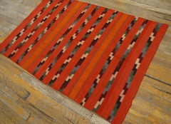 1880s Bright Neon Multicolor Stripe Antique Germantown Navajo Rug 3'x4'3" Carpet