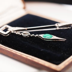 1880s Brook & Son Platinum Jabot Pin with Drop Section with Original Box