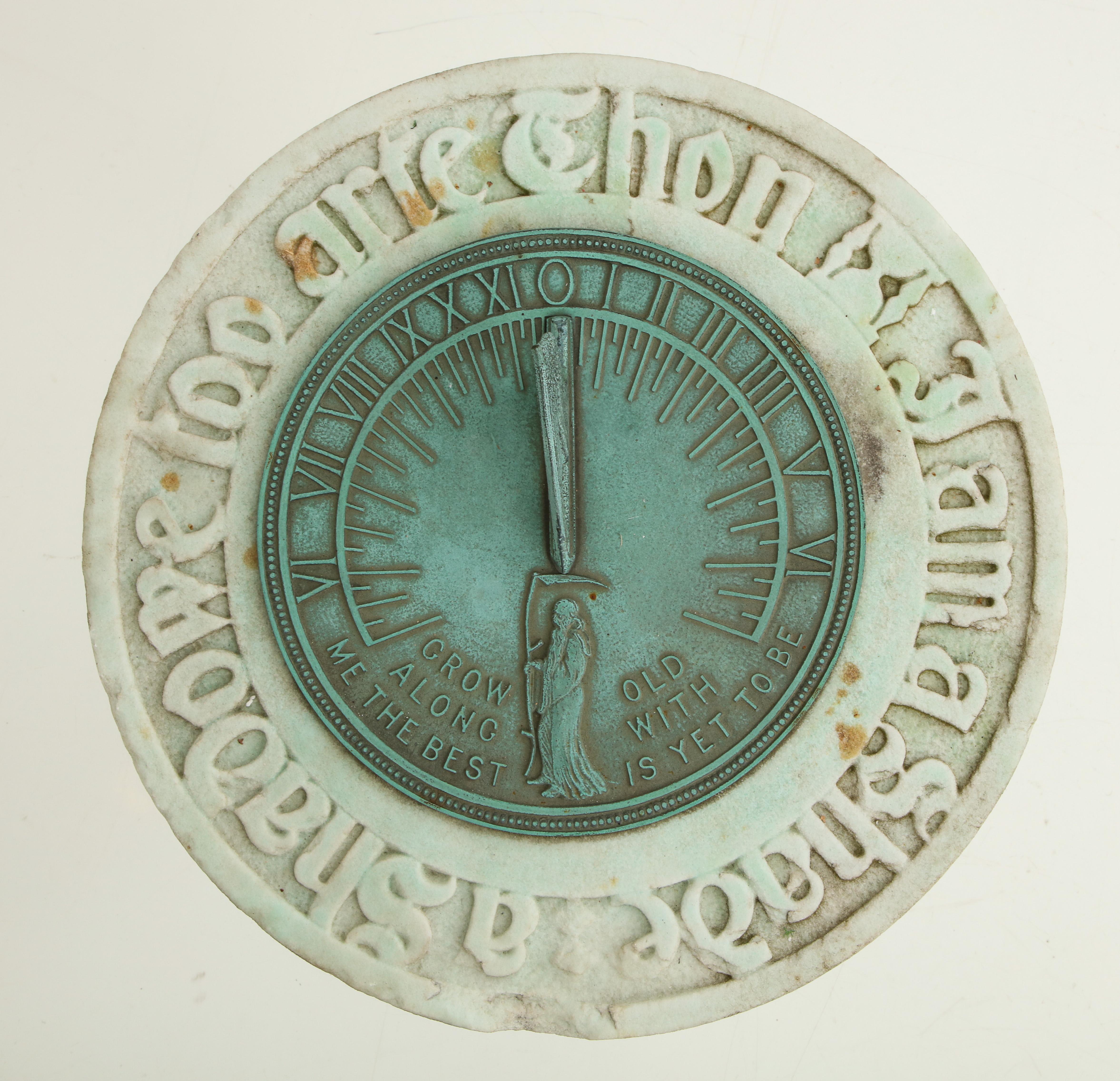 1880s Carved Marble and Bronze Sundial  7