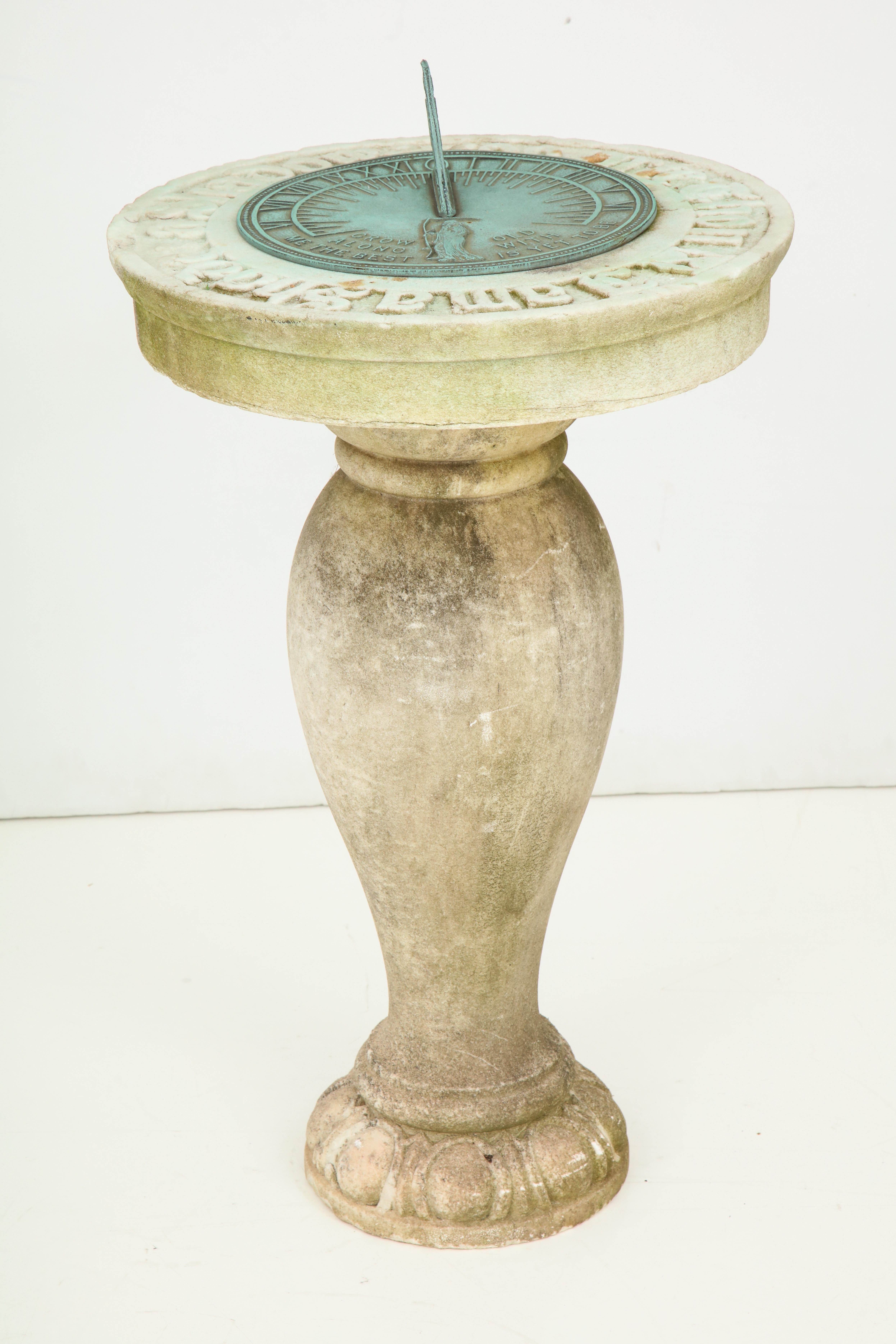 1880s Carved Marble and Bronze Sundial  8