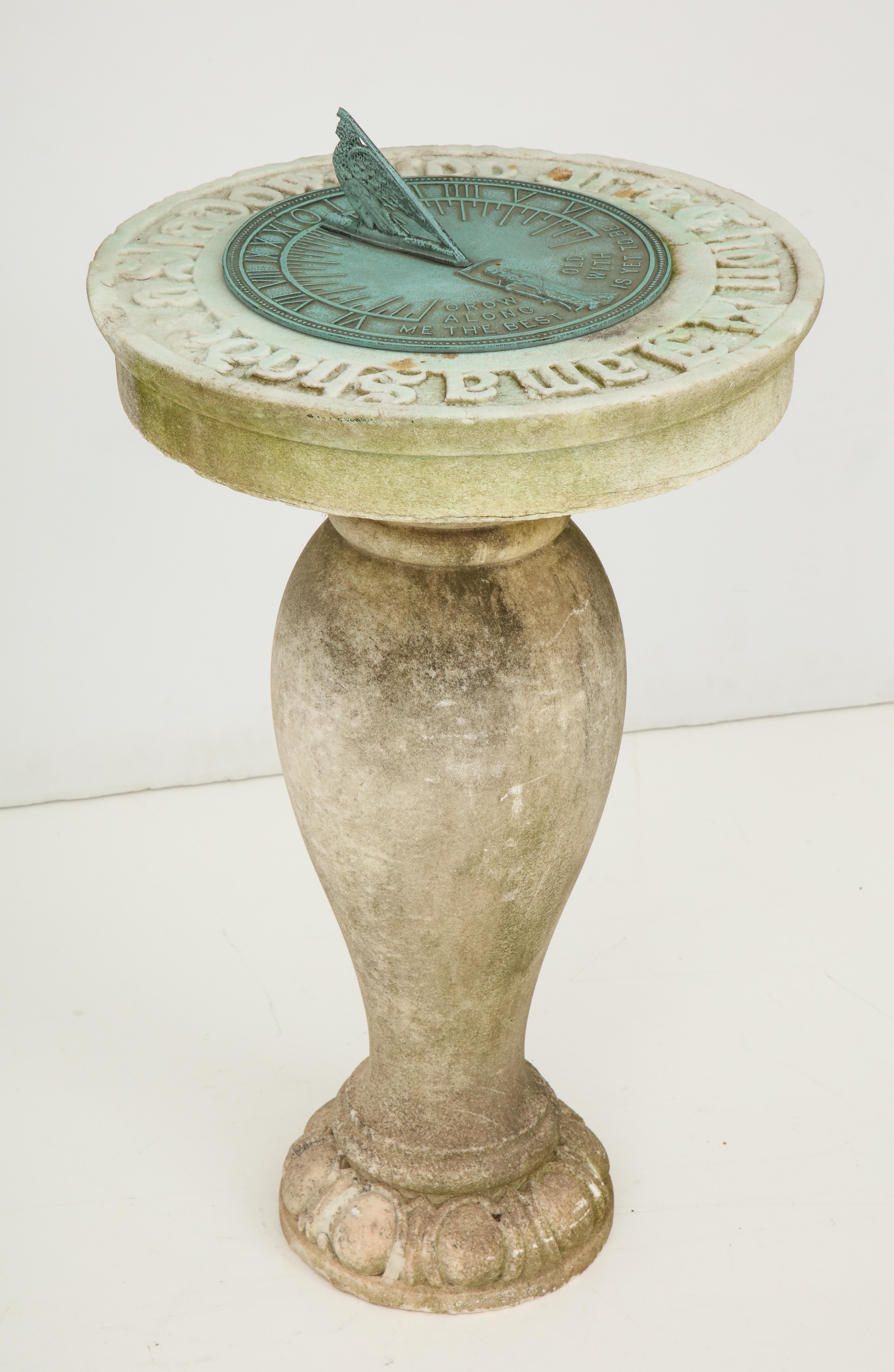 1880s carved marble and bronze sundial.