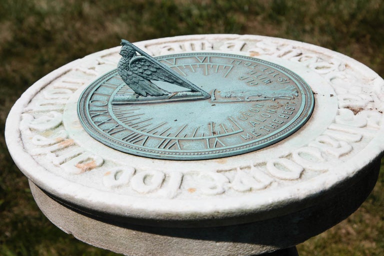 1880s Carved Marble and Bronze Sundial For Sale at 1stdibs