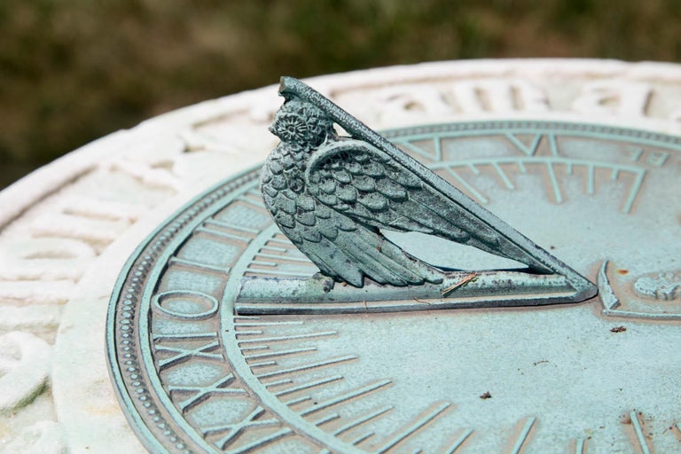 1880s Carved Marble and Bronze Sundial For Sale at 1stdibs