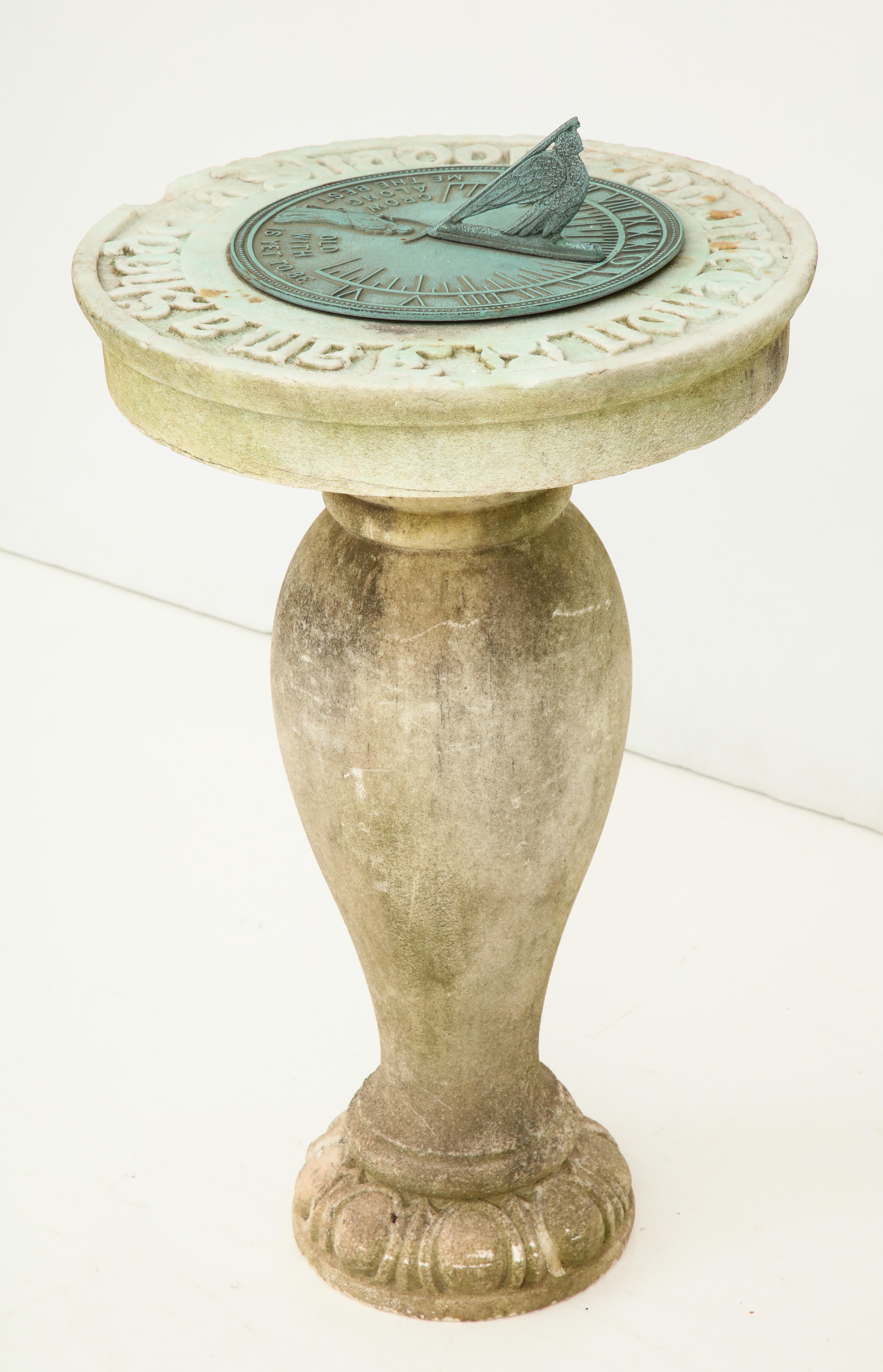 1880s Carved Marble and Bronze Sundial  4