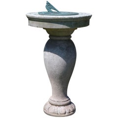 1880s Carved Marble and Bronze Sundial 